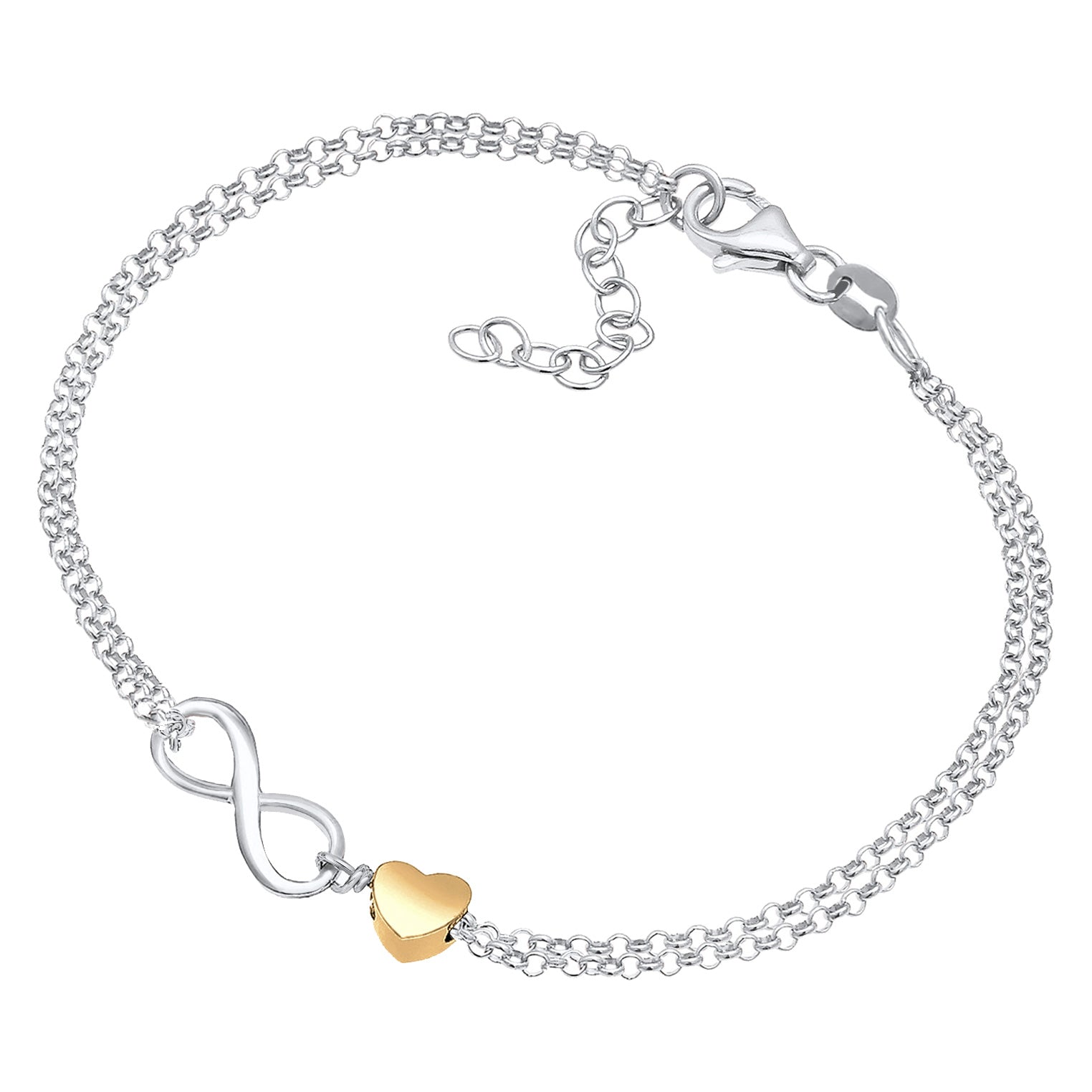 Zweifarbig - Elli | Armband Herz & Infinity | Bicolor | 925er Sterling Silber