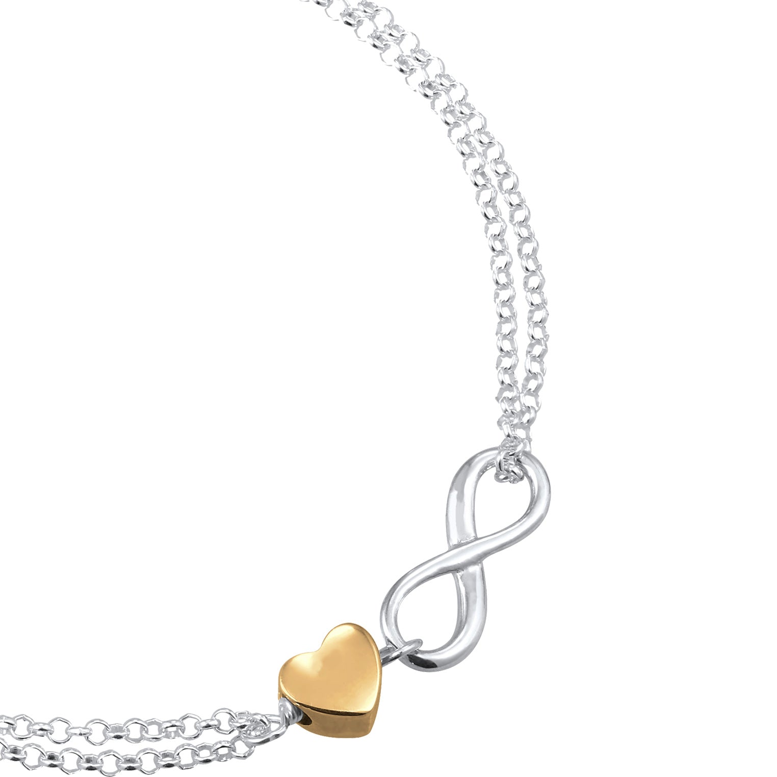 Zweifarbig - Elli | Armband Herz & Infinity | Bicolor | 925er Sterling Silber