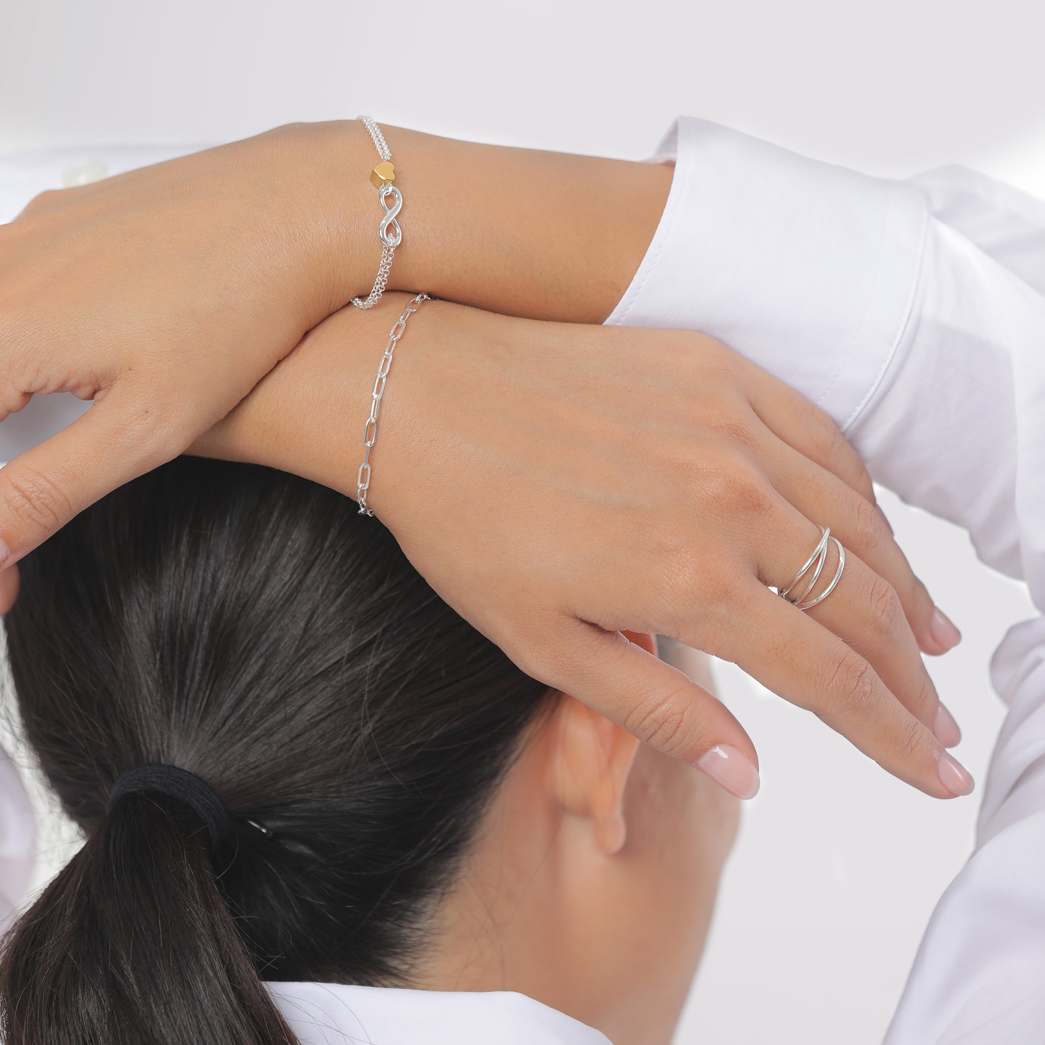 Zweifarbig - Elli | Armband Herz & Infinity | Bicolor | 925er Sterling Silber