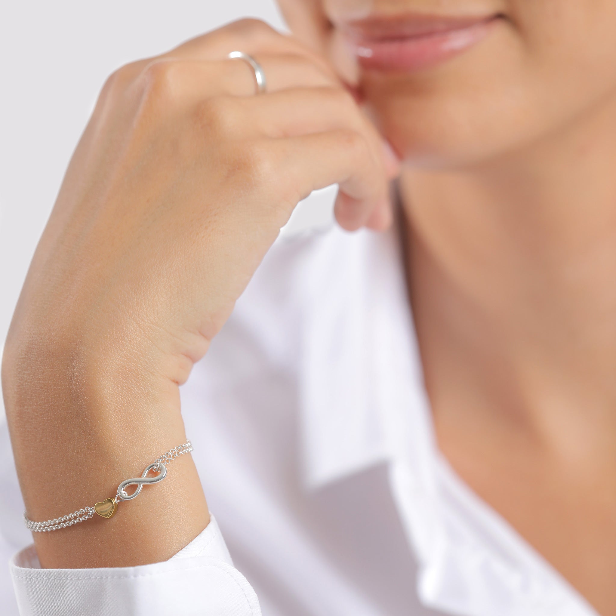 Zweifarbig - Elli | Armband Herz & Infinity | Bicolor | 925er Sterling Silber