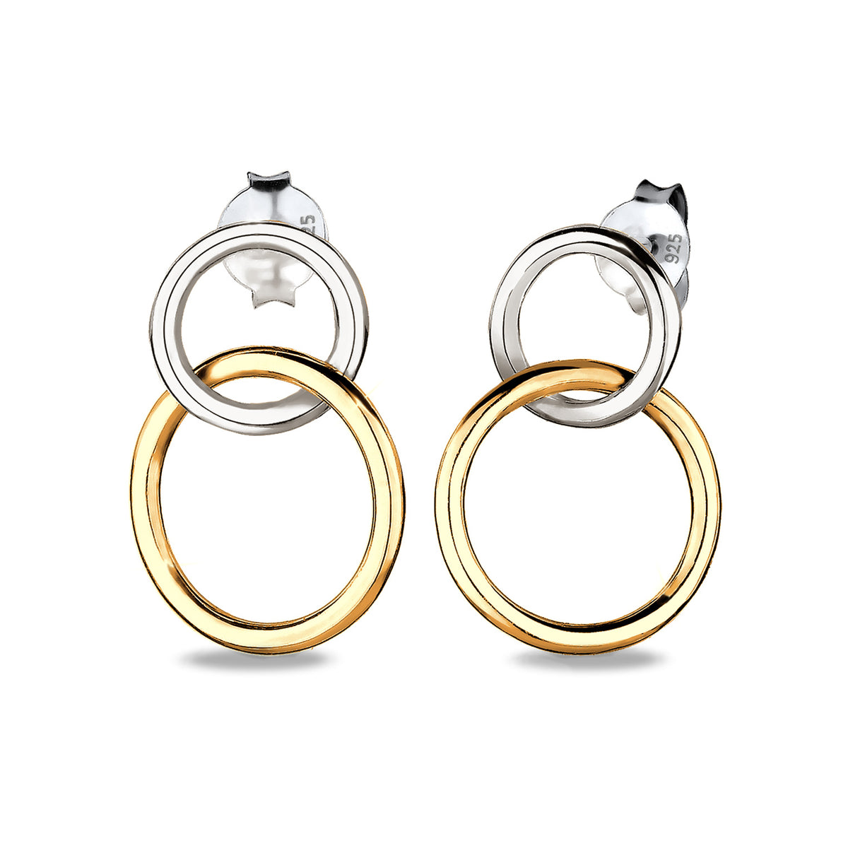 Zweifarbig - Elli | Ohrstecker Kreis Bicolor | 925 Sterling Silber