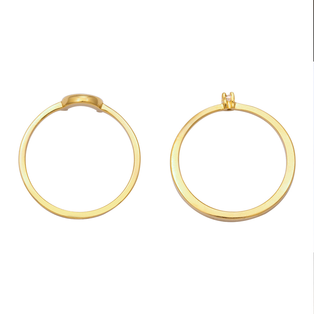 Gold - Elli | Ringset Halbmond | Zirkonia (Weiß) | 925 Sterling Silber vergoldet