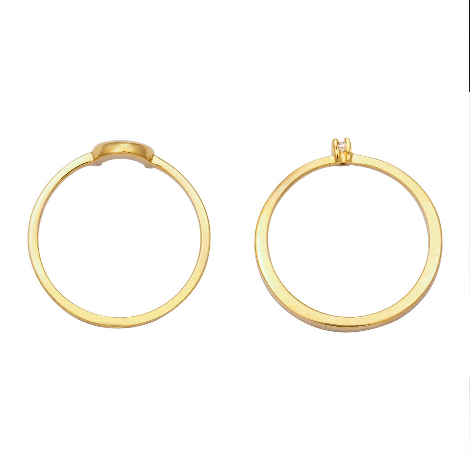 Gold - Elli | Ringset Halbmond | Zirkonia (Weiß) | 925 Sterling Silber vergoldet