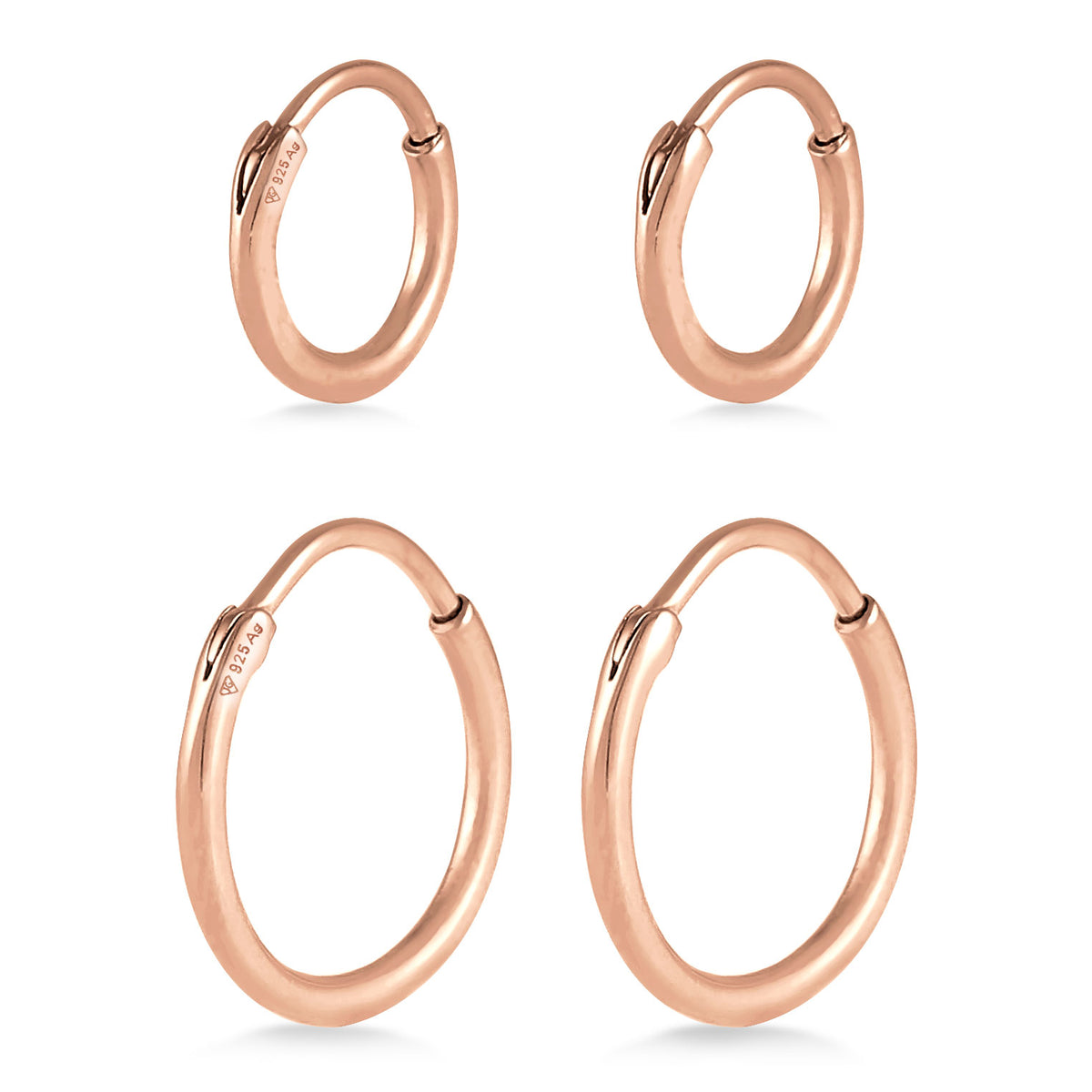 Roségold - Elli | Creolen Set Basic | 925 Sterling Silber Rosegold