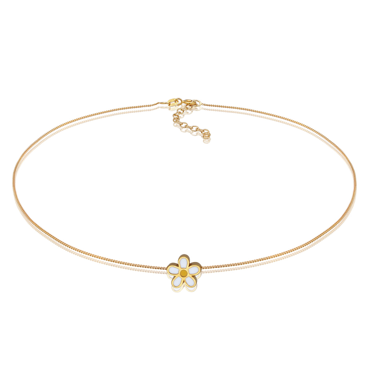 Gold - Elli | Choker Blume | Emaille (Weiß & Gelb) | Sterling Silber vergoldet