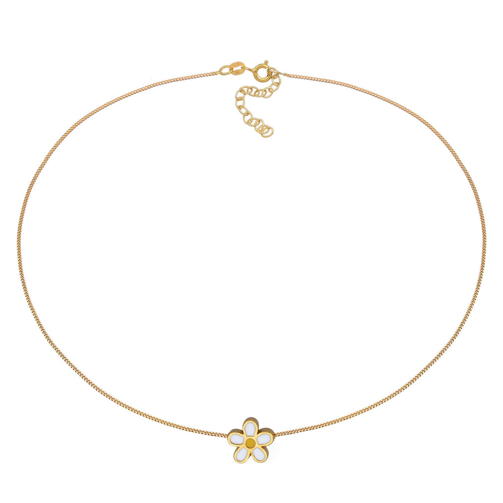 Gold - Elli | Choker Blume | Emaille (Weiß & Gelb) | Sterling Silber vergoldet