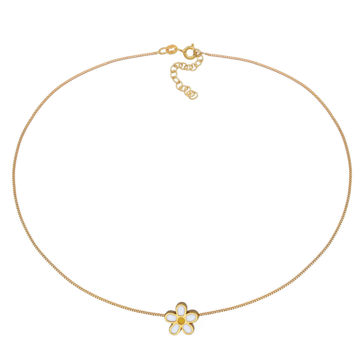 Gold - Elli | Choker Blume | Emaille (Weiß & Gelb) | Sterling Silber vergoldet