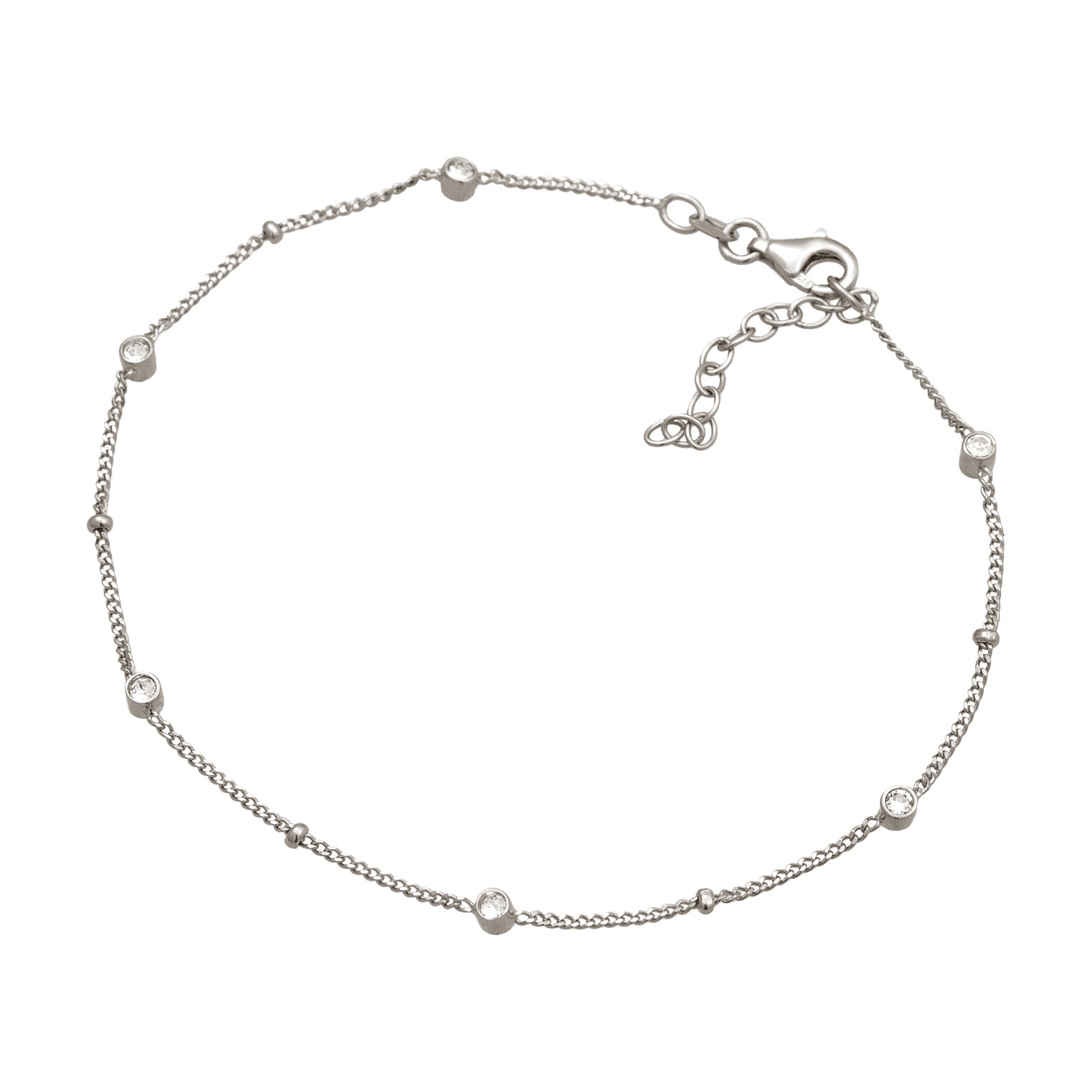 Silber - Elli | Fußkettchen Kugeln | Mit Kristallen von Swarovski® (Weiß) | 925 Sterling Silber