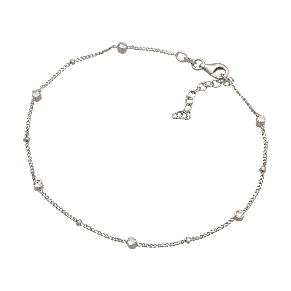 Silber - Elli | Fußkettchen Kugeln | Mit Kristallen von Swarovski® (Weiß) | 925 Sterling Silber
