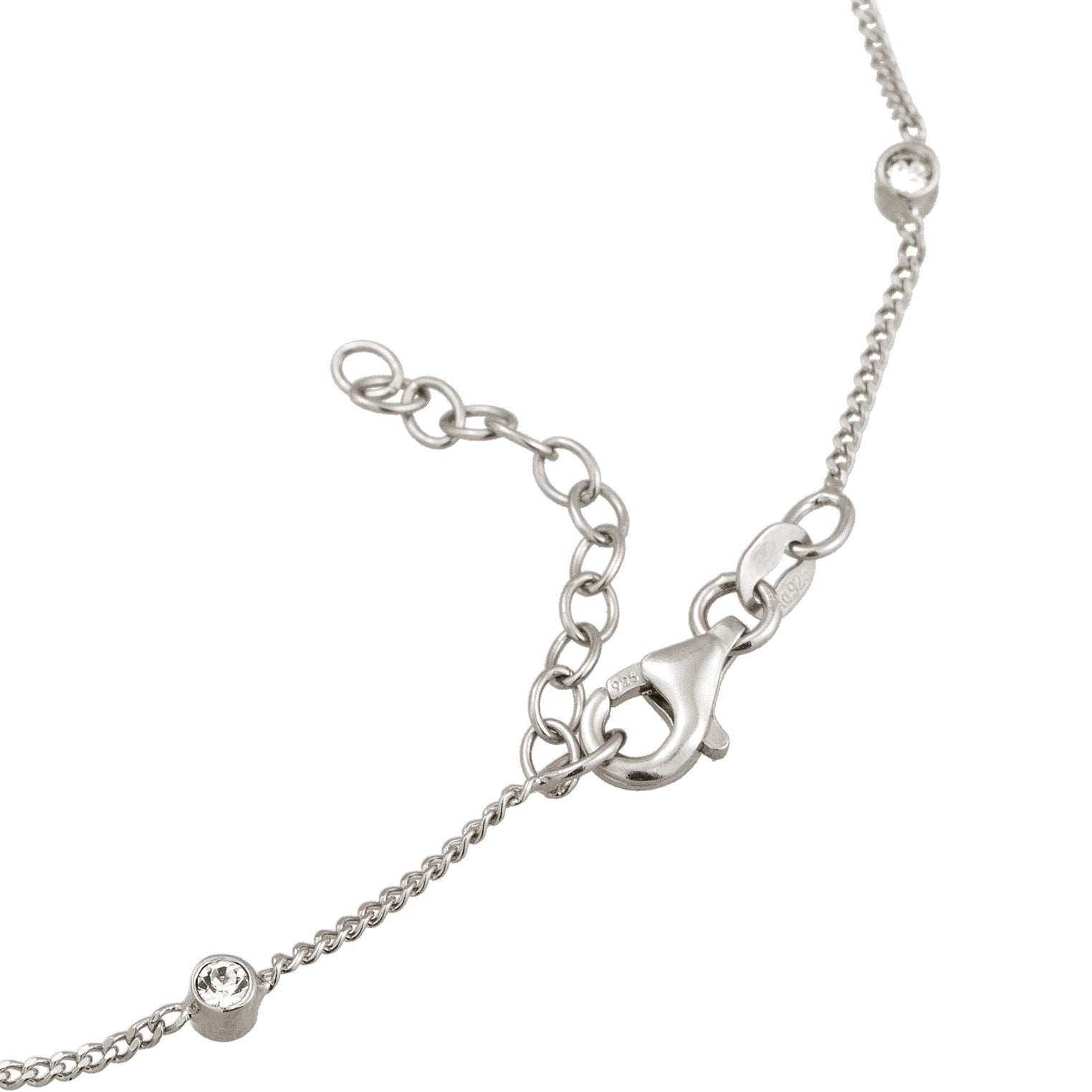 Silber - Elli | Fußkettchen Kugeln | Mit Kristallen von Swarovski® (Weiß) | 925 Sterling Silber