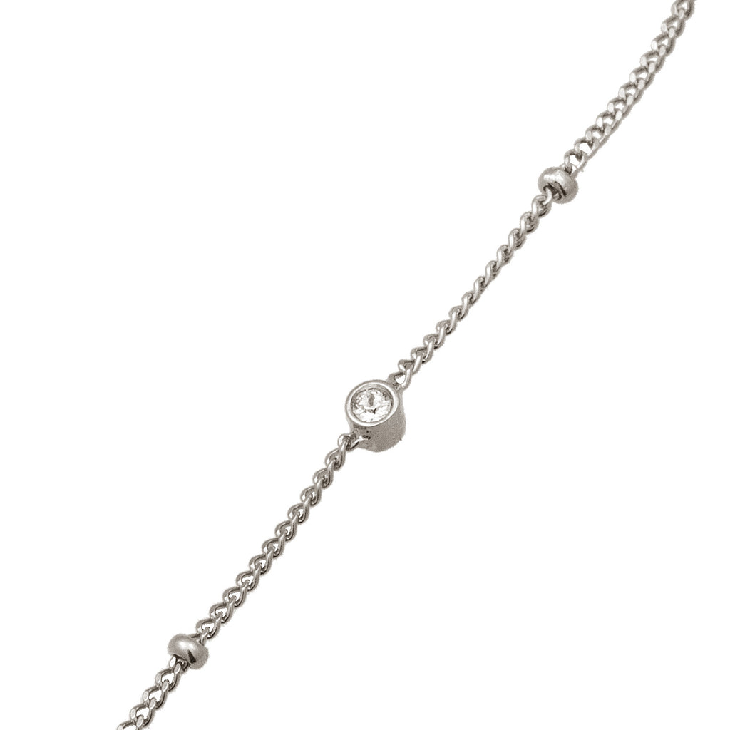 Silber - Elli | Fußkettchen Kugeln | Mit Kristallen von Swarovski® (Weiß) | 925 Sterling Silber