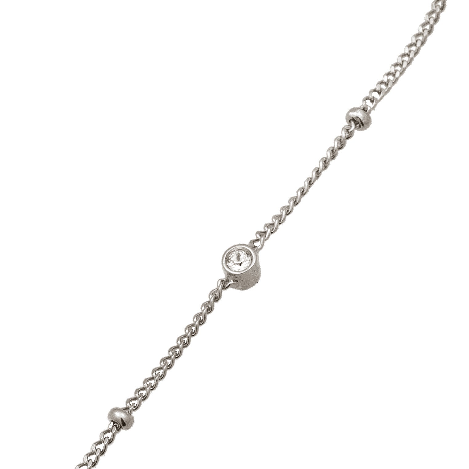 Silber - Elli | Fußkettchen Kugeln | Mit Kristallen von Swarovski® (Weiß) | 925 Sterling Silber