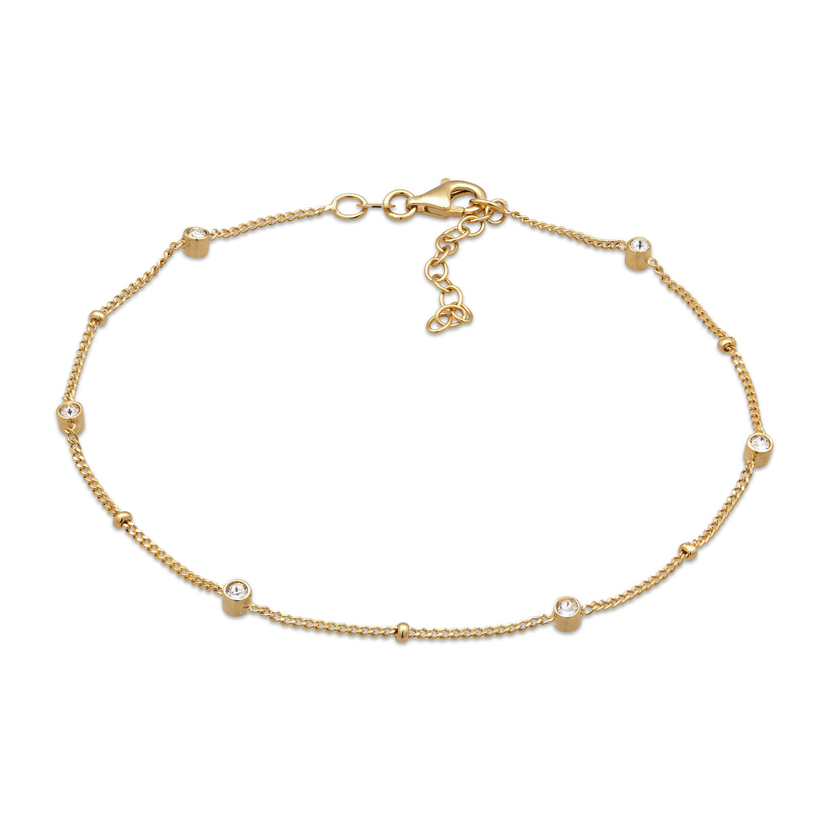 Gold - Elli | Fußkettchen Kugeln | Mit Kristallen von Swarovski® (Weiß) | 925 Sterling Silber vergoldet