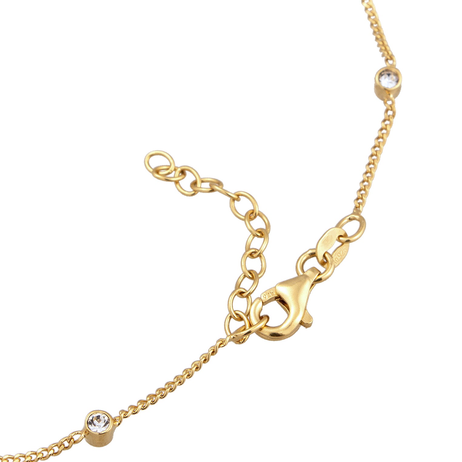 Gold - Elli | Fußkettchen Kugeln | Mit Kristallen von Swarovski® (Weiß) | 925 Sterling Silber vergoldet