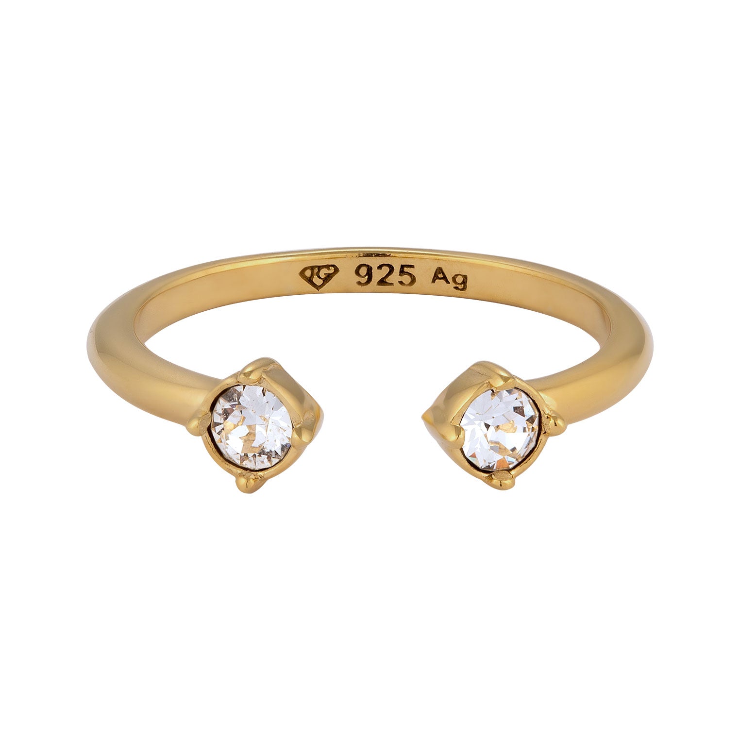 Gold - Elli | Ring Offen | Mit Kristallen von Swarovski® (Weiß) | 925 Sterling Silber vergoldet