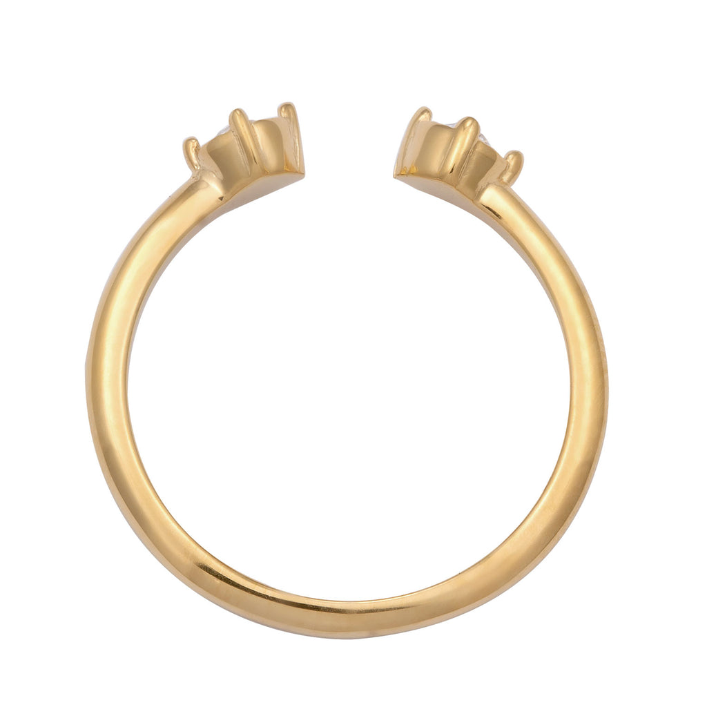 Gold - Elli | Ring Offen | Mit Kristallen von Swarovski® (Weiß) | 925 Sterling Silber vergoldet
