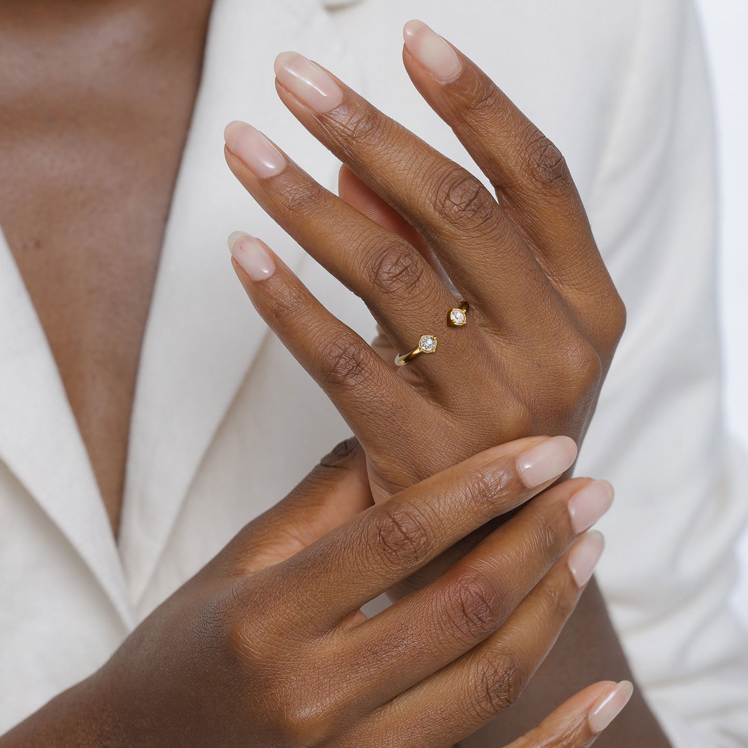 Gold - Elli | Ring Offen | Mit Kristallen von Swarovski® (Weiß) | 925 Sterling Silber vergoldet