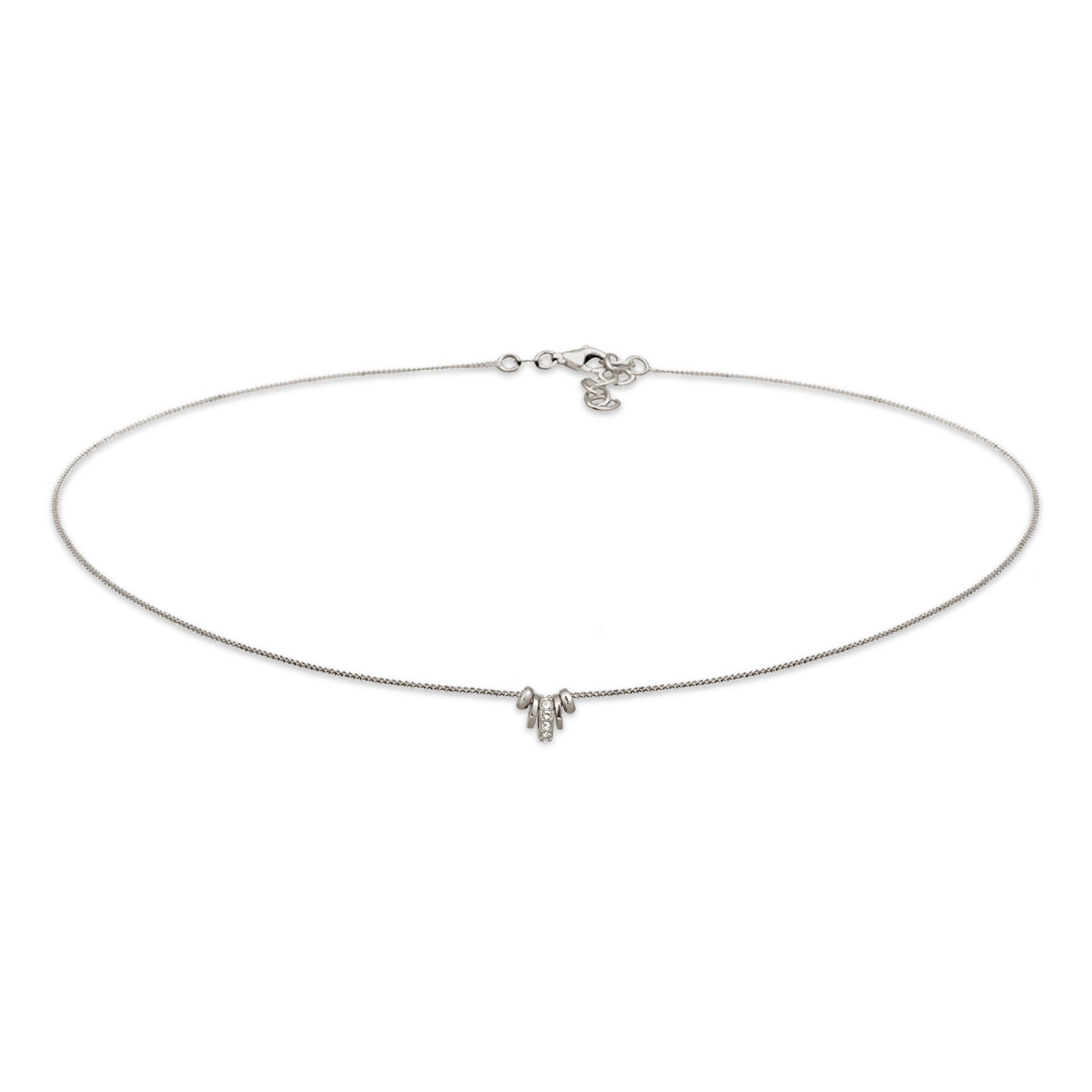Silber - Elli | Choker mit Anhänger | Mit Kristallen von Swarovski® (Weiß) | 925 Sterling Silber