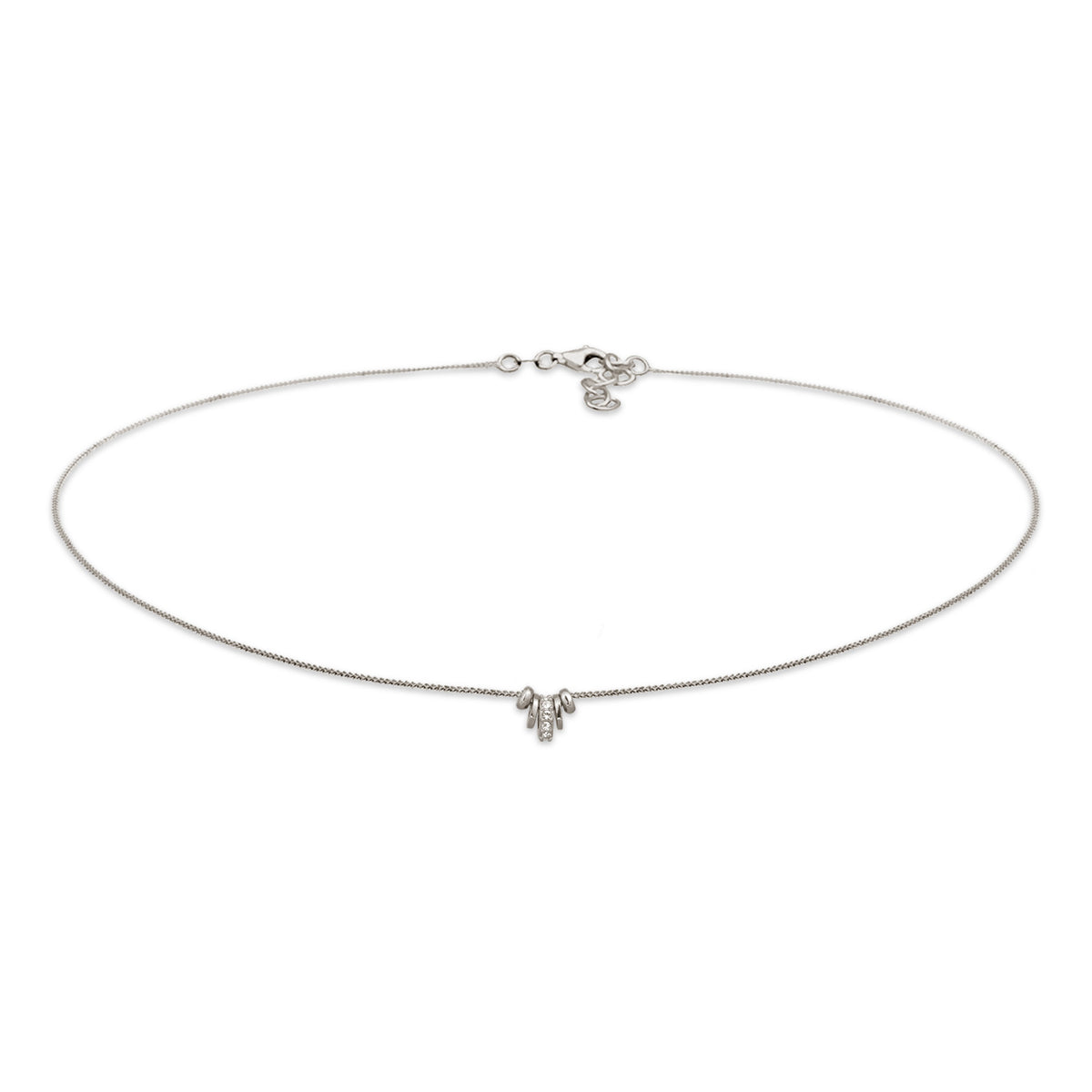 Silber - Elli | Choker mit Anhänger | Mit Kristallen von Swarovski® (Weiß) | 925 Sterling Silber