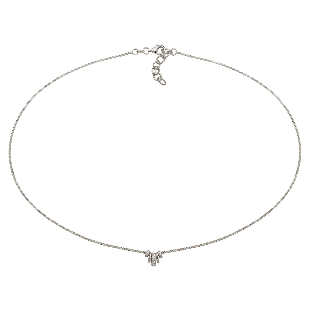 Silber - Elli | Choker mit Anhänger | Mit Kristallen von Swarovski® (Weiß) | 925 Sterling Silber