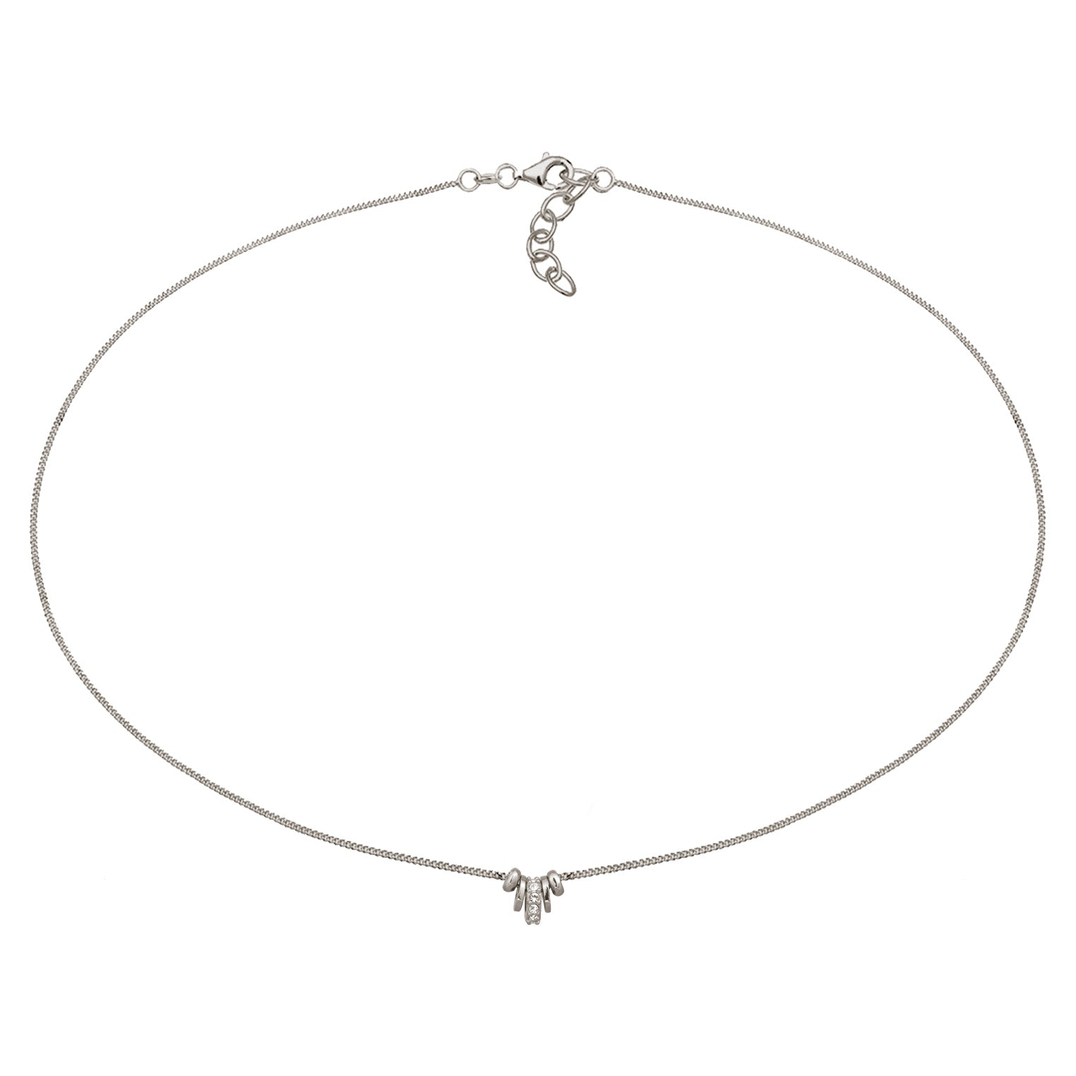 Silber - Elli | Choker mit Anhänger | Mit Kristallen von Swarovski® (Weiß) | 925 Sterling Silber