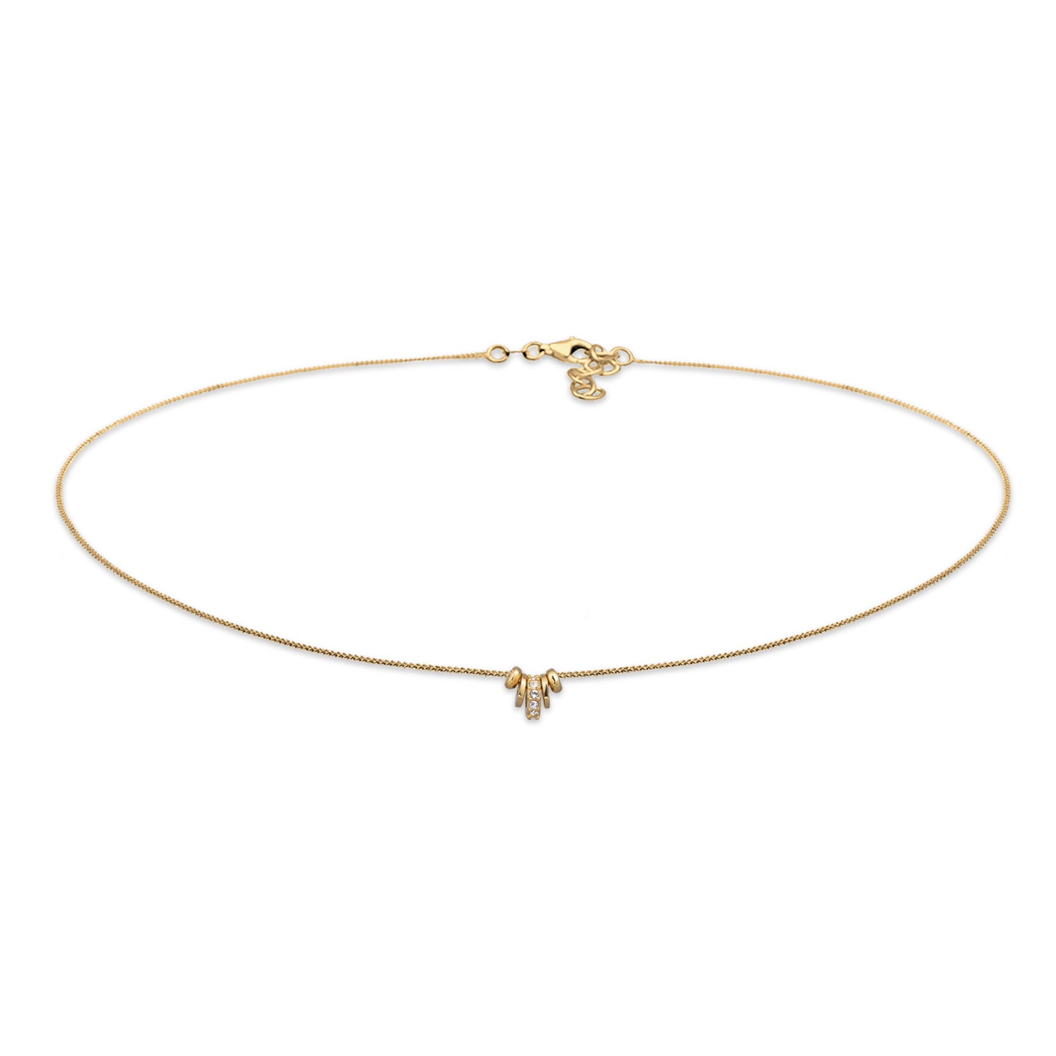Gold - Elli | Choker mit Anhänger | Mit Kristallen von Swarovski® (Weiß) | 925 Sterling Silber vergoldet
