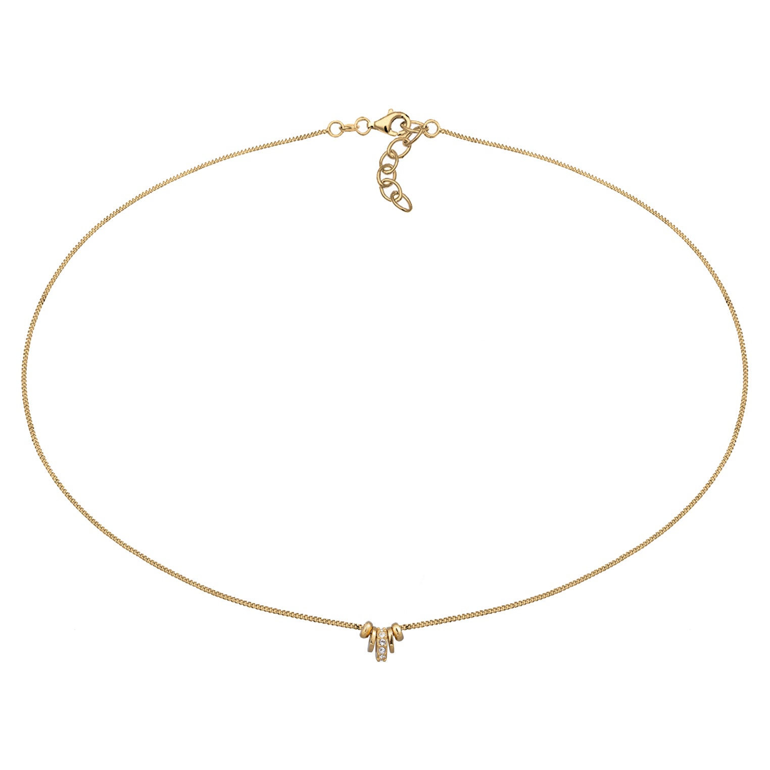 Gold - Elli | Choker mit Anhänger | Mit Kristallen von Swarovski® (Weiß) | 925 Sterling Silber vergoldet