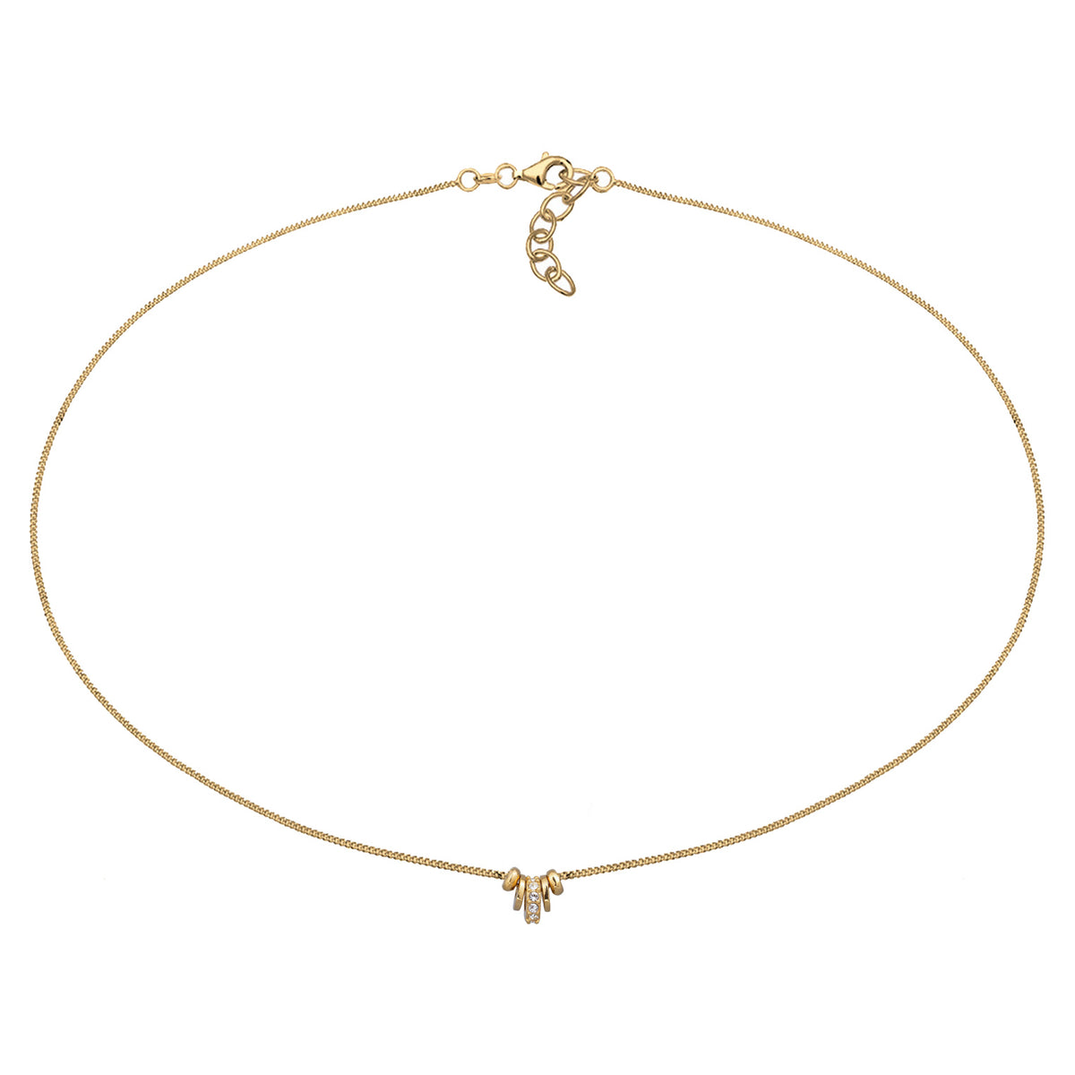 Gold - Elli | Choker mit Anhänger | Mit Kristallen von Swarovski® (Weiß) | 925 Sterling Silber vergoldet