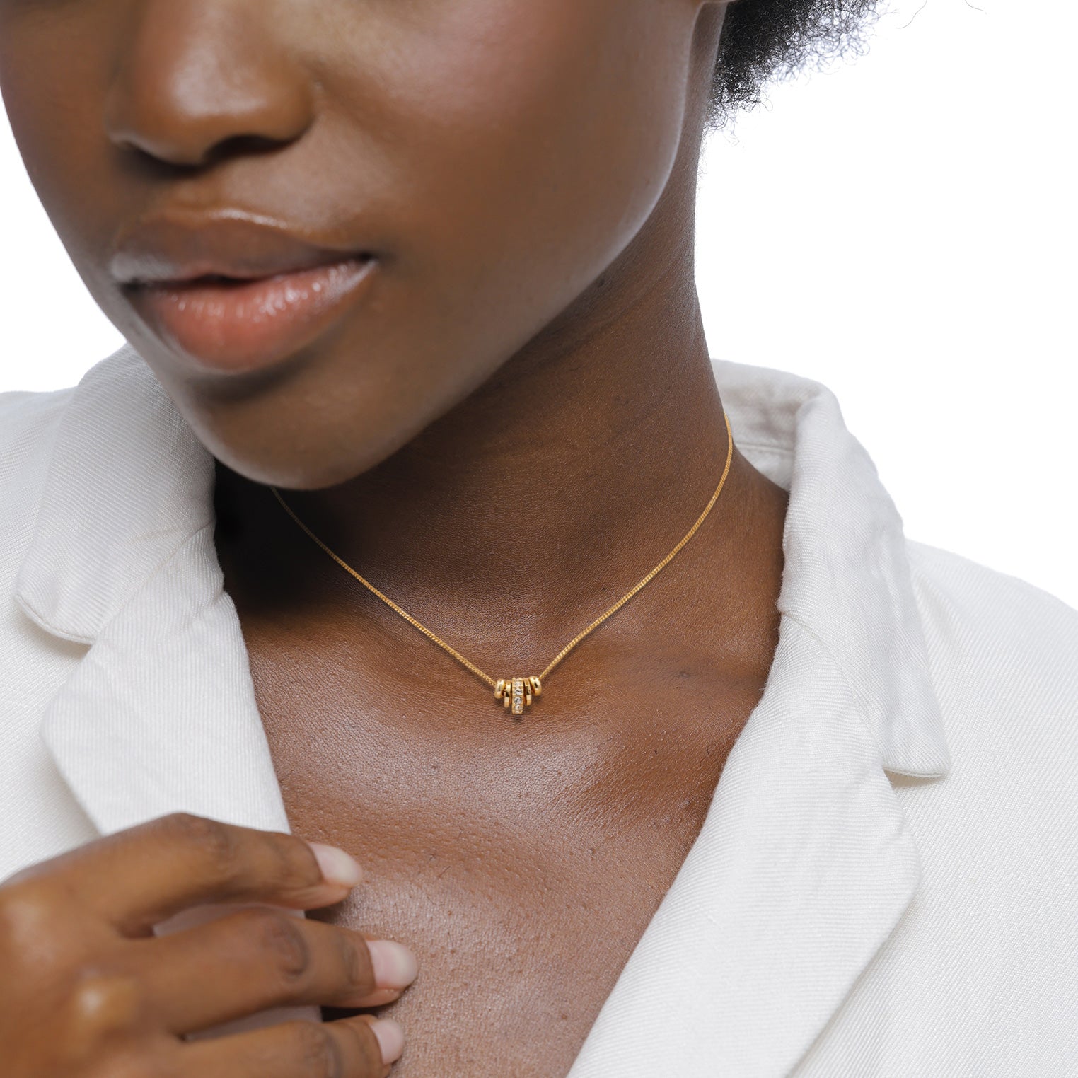 Gold - Elli | Choker mit Anhänger | Mit Kristallen von Swarovski® (Weiß) | 925 Sterling Silber vergoldet