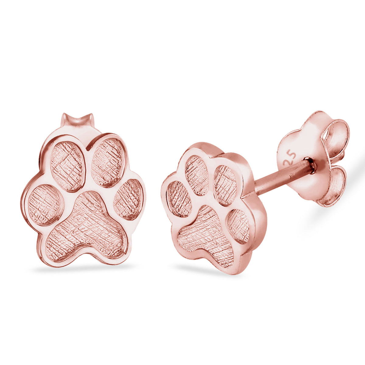 Roségold - Elli | Ohrstecker Pfote | 925 Sterling Silber Rosegold