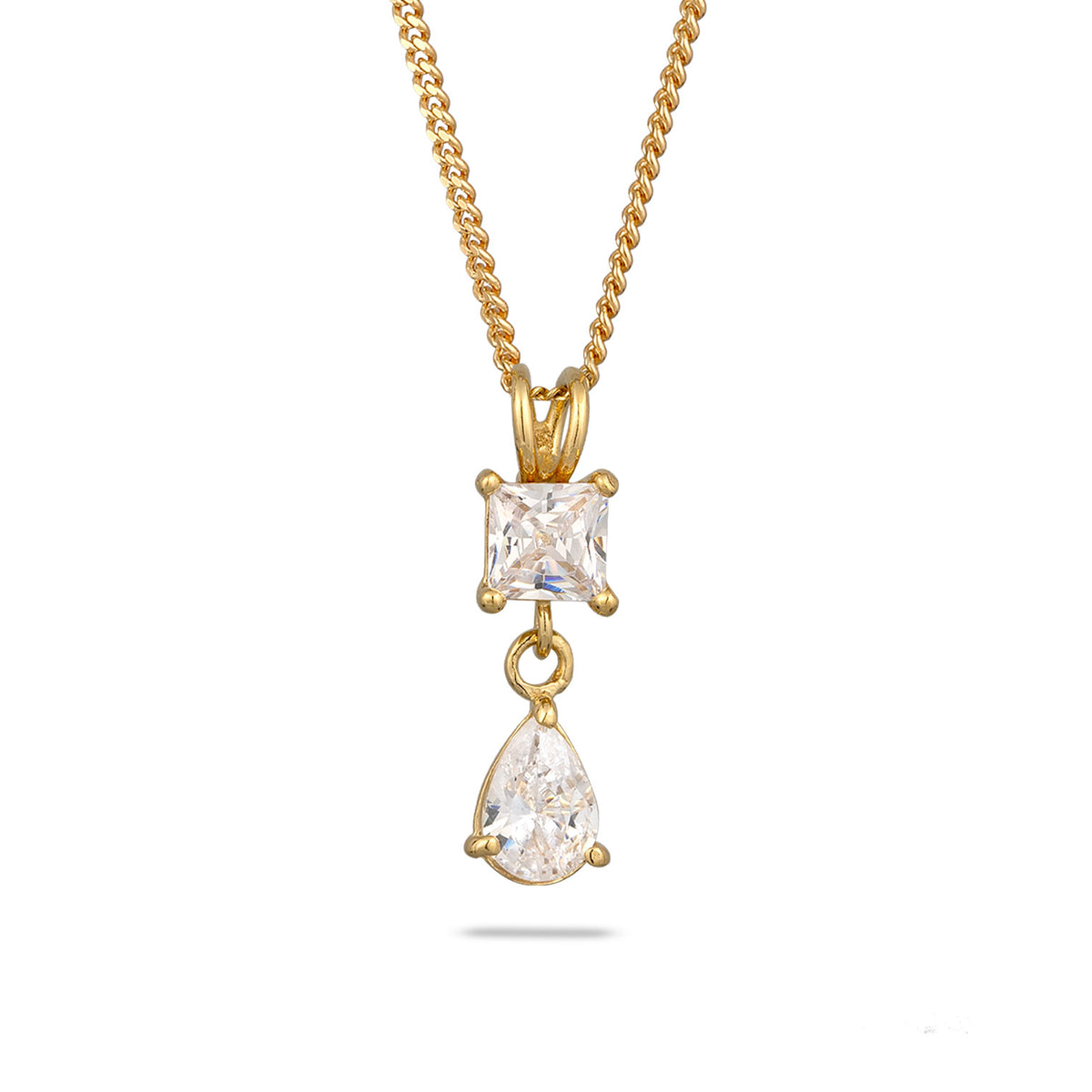 Gold - Elli | Halskette Tropfen | Zirkonia (Weiß)) | 925 Sterling Silber vergoldet