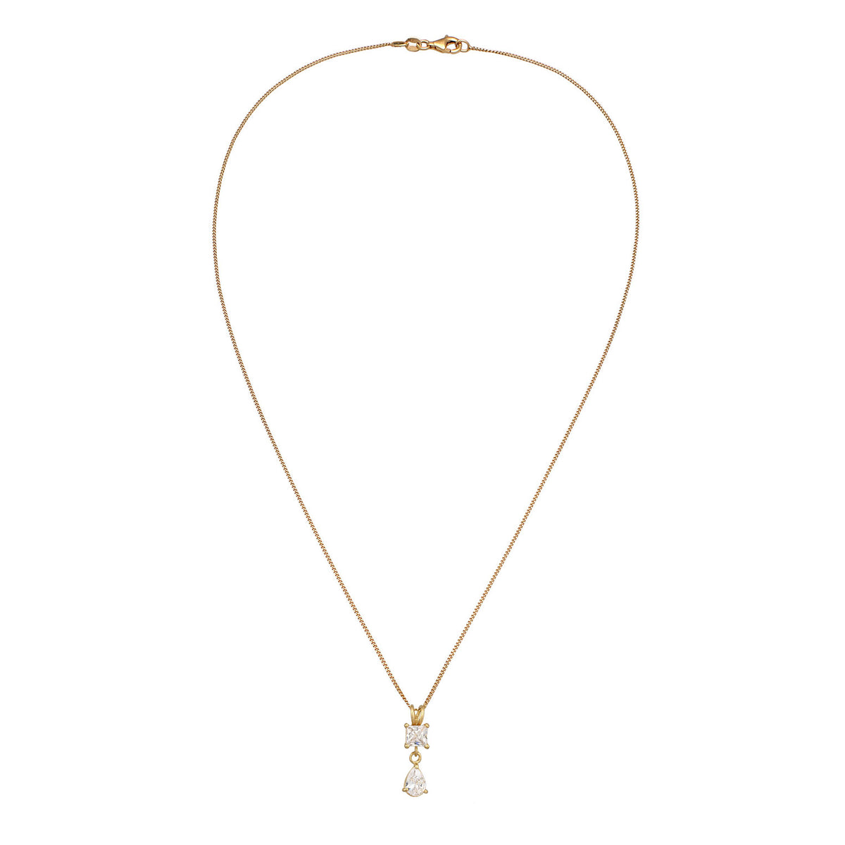 Gold - Elli | Halskette Tropfen | Zirkonia (Weiß)) | 925 Sterling Silber vergoldet
