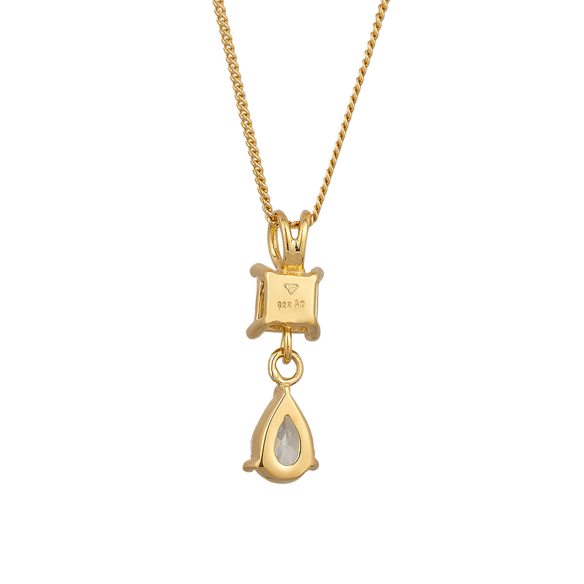 Gold - Elli | Halskette Tropfen | Zirkonia (Weiß)) | 925 Sterling Silber vergoldet