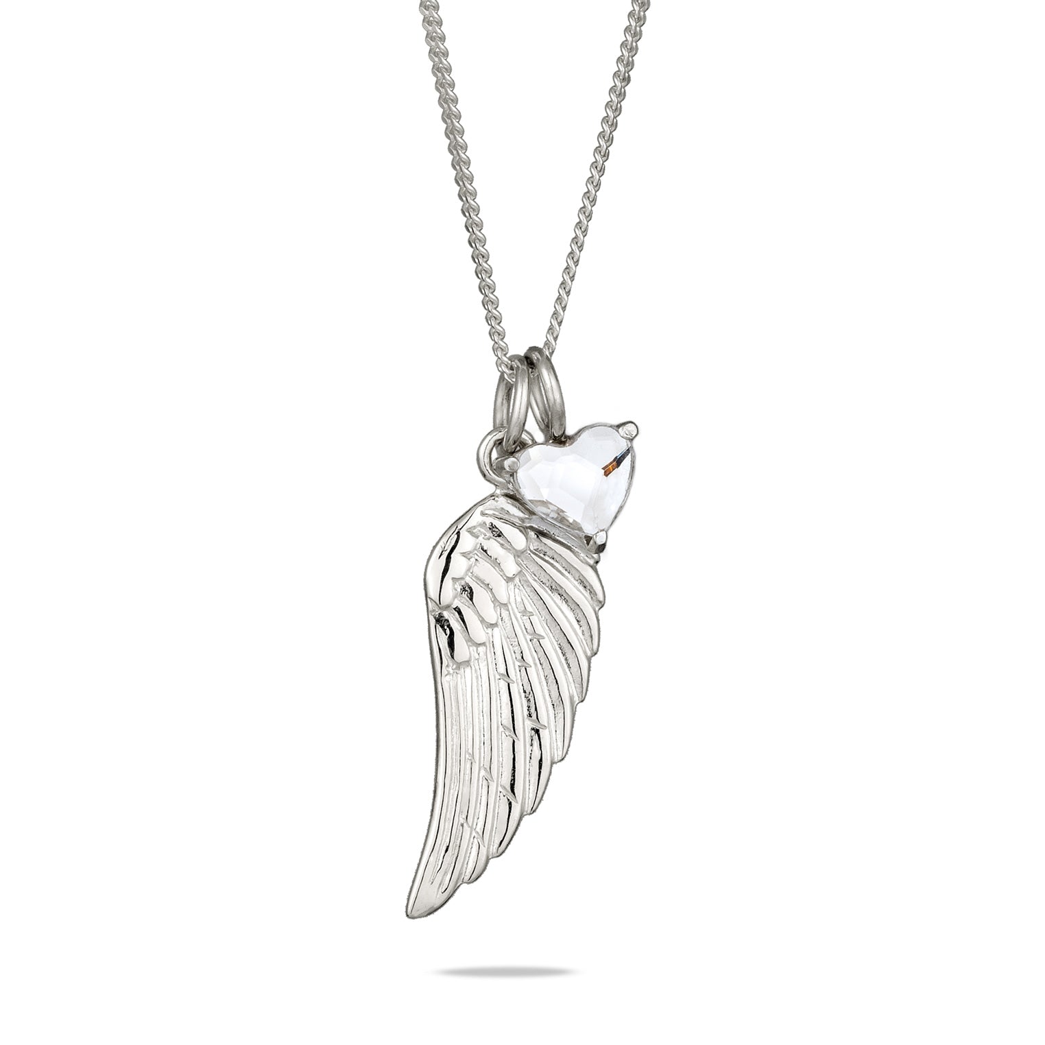 Silber - Elli | Halskette Feder Anhänger | Mit Kristallen von Swarovski® (Weiß) | 925 Sterling Silber