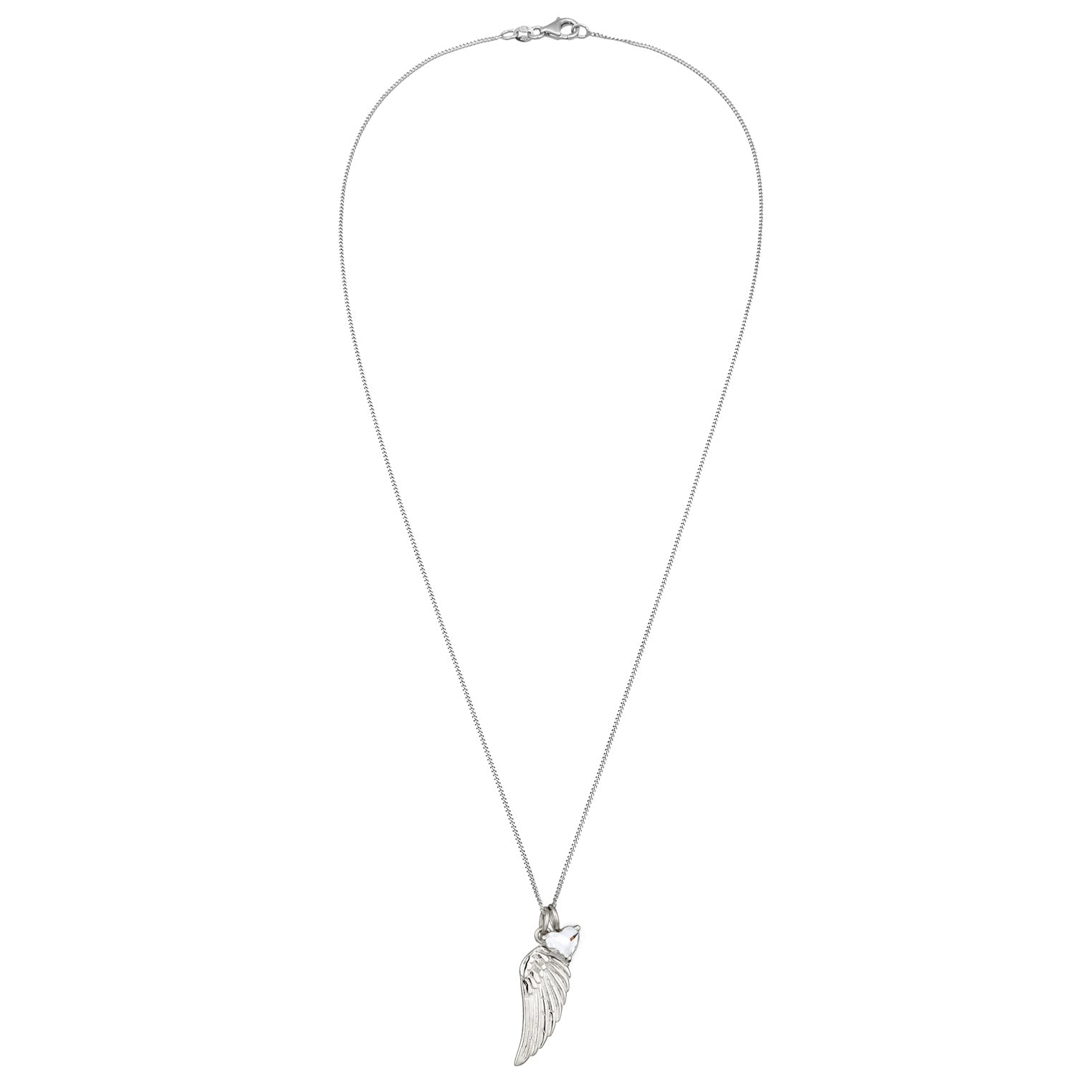 Silber - Elli | Halskette Feder Anhänger | Mit Kristallen von Swarovski® (Weiß) | 925 Sterling Silber