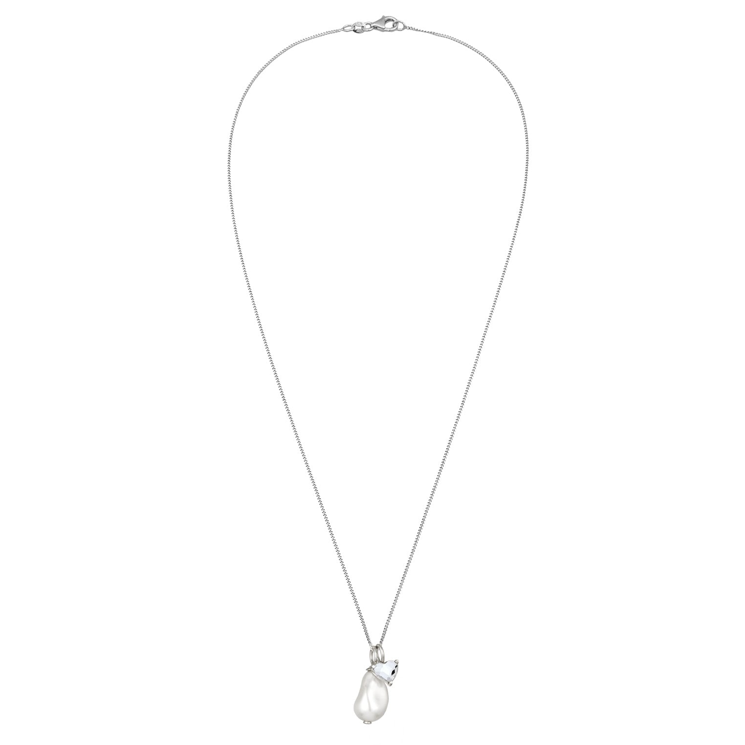 Silber - Elli | Halskette Herz | Mit Kristallen von Swarovski® & Barockperle | 925 Sterling Silber