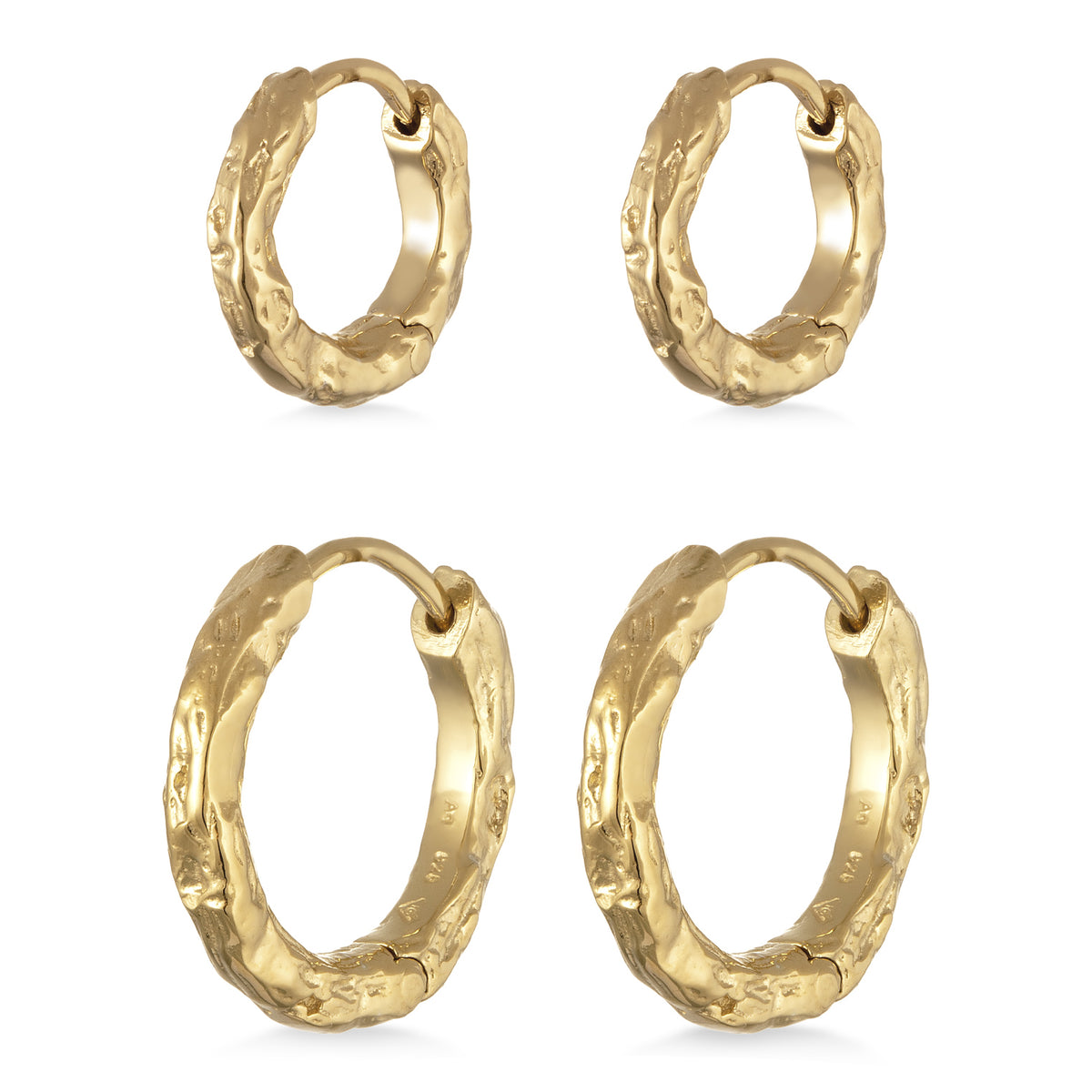 Gold - Elli | Ohrringset Strukturiert | 925 Sterling Silber vergoldet