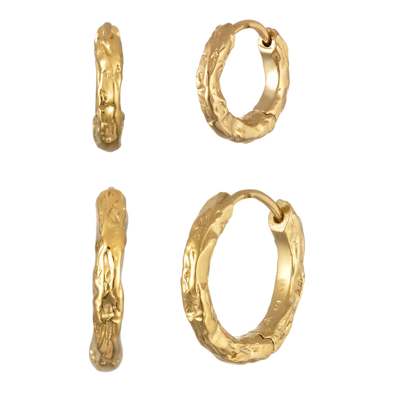 Gold - Elli | Ohrringset Strukturiert | 925 Sterling Silber vergoldet