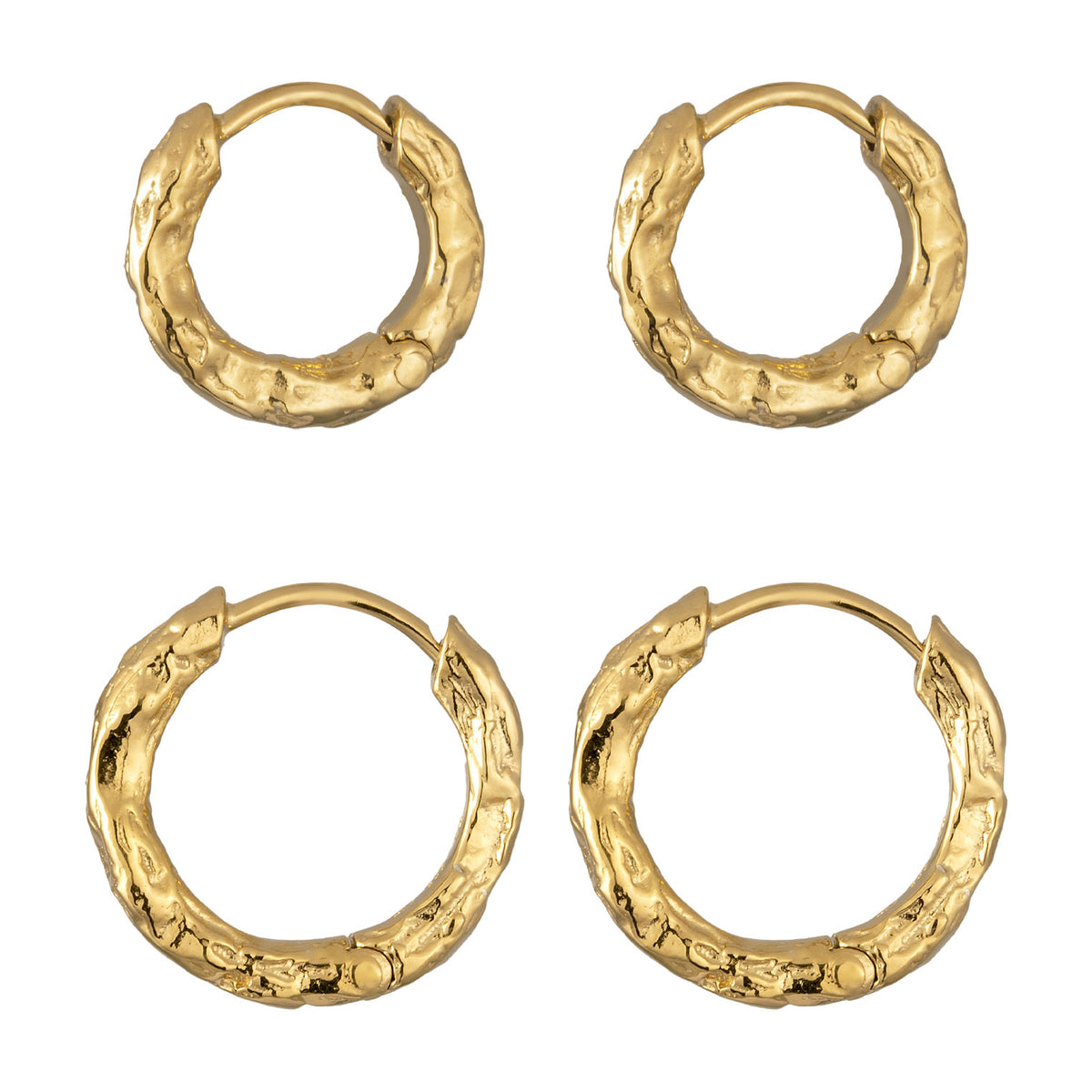 Gold - Elli | Ohrringset Strukturiert | 925 Sterling Silber vergoldet