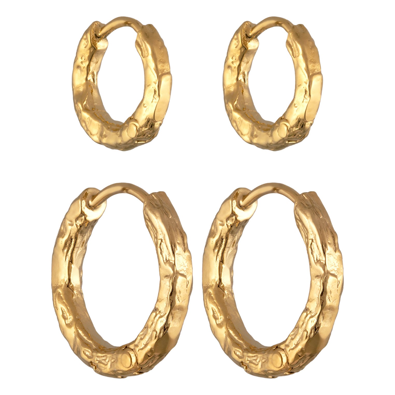 Gold - Elli | Ohrringset Strukturiert | 925 Sterling Silber vergoldet