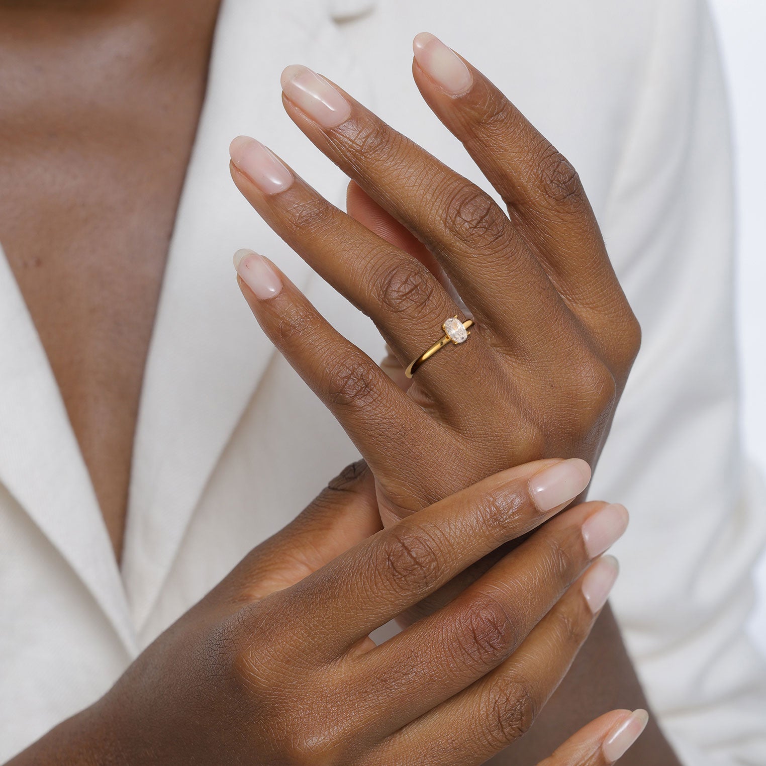 Weiß - Elli | Solitär-Ring | Zirkonia (Weiß) | 925 Sterling Silber vergoldet