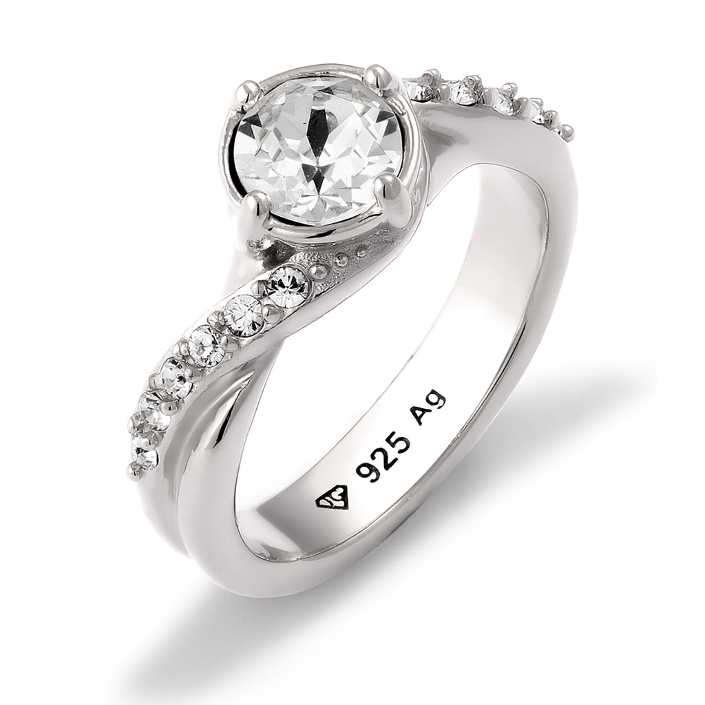 Silber - Elli | Verlobungsring | Mit Kristallen von Swarovski® (Weiß) | 925 Sterling Silber