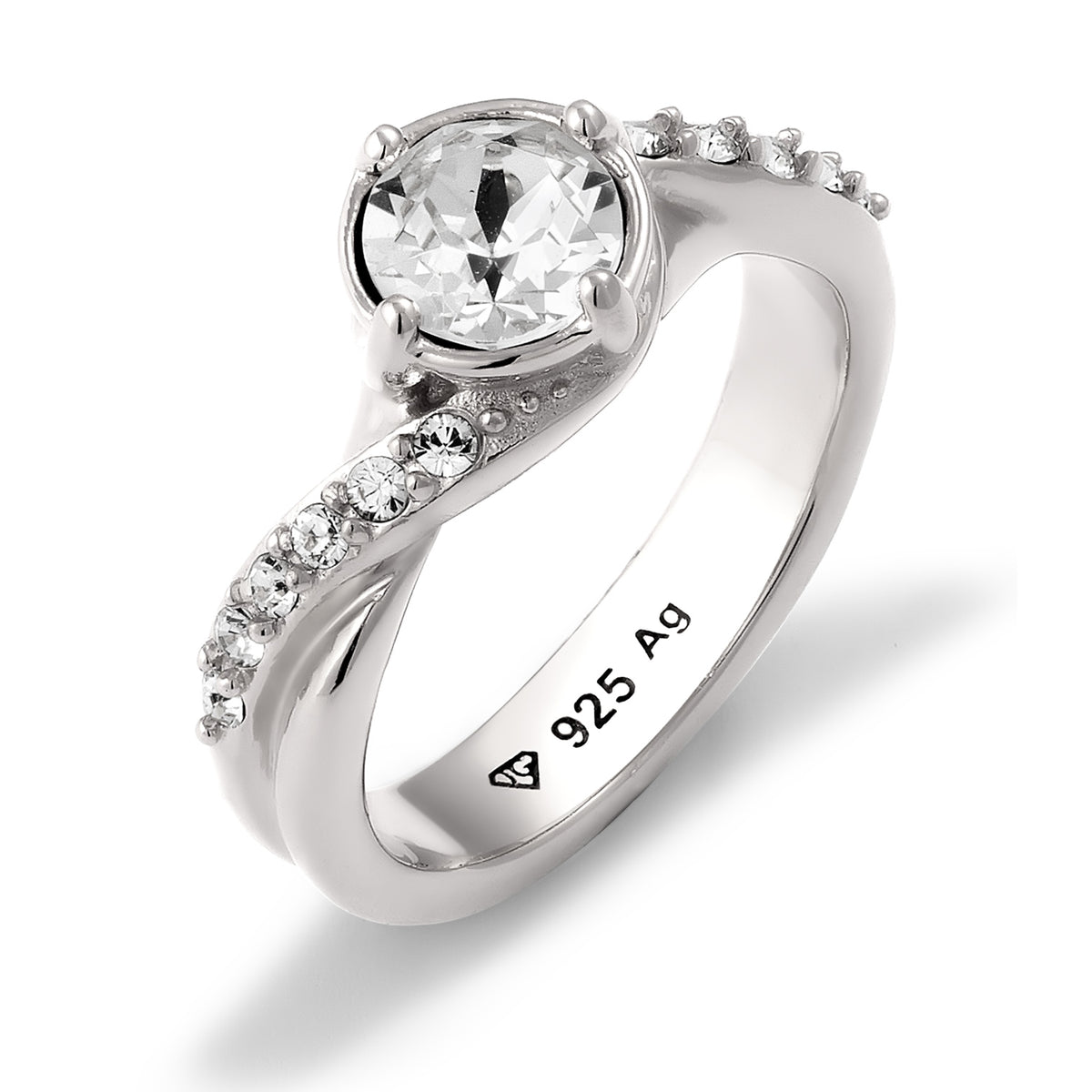 Silber - Elli | Verlobungsring | Mit Kristallen von Swarovski® (Weiß) | 925 Sterling Silber