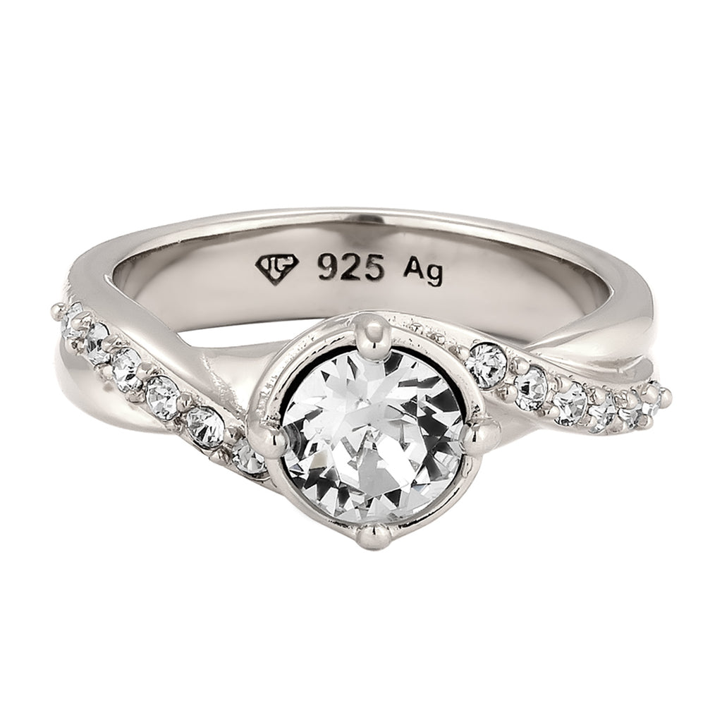 Silber - Elli | Verlobungsring | Mit Kristallen von Swarovski® (Weiß) | 925 Sterling Silber