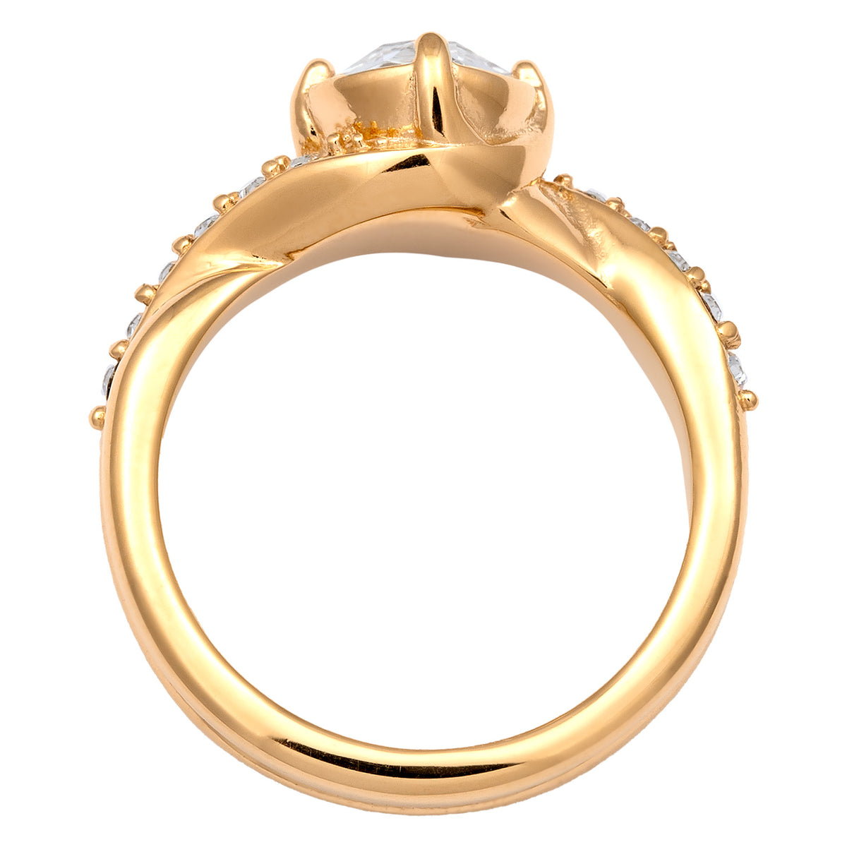Gold - Elli | Verlobungsring | Mit Kristallen von Swarovski® (Weiß) | 925 Sterling Silber vergoldet