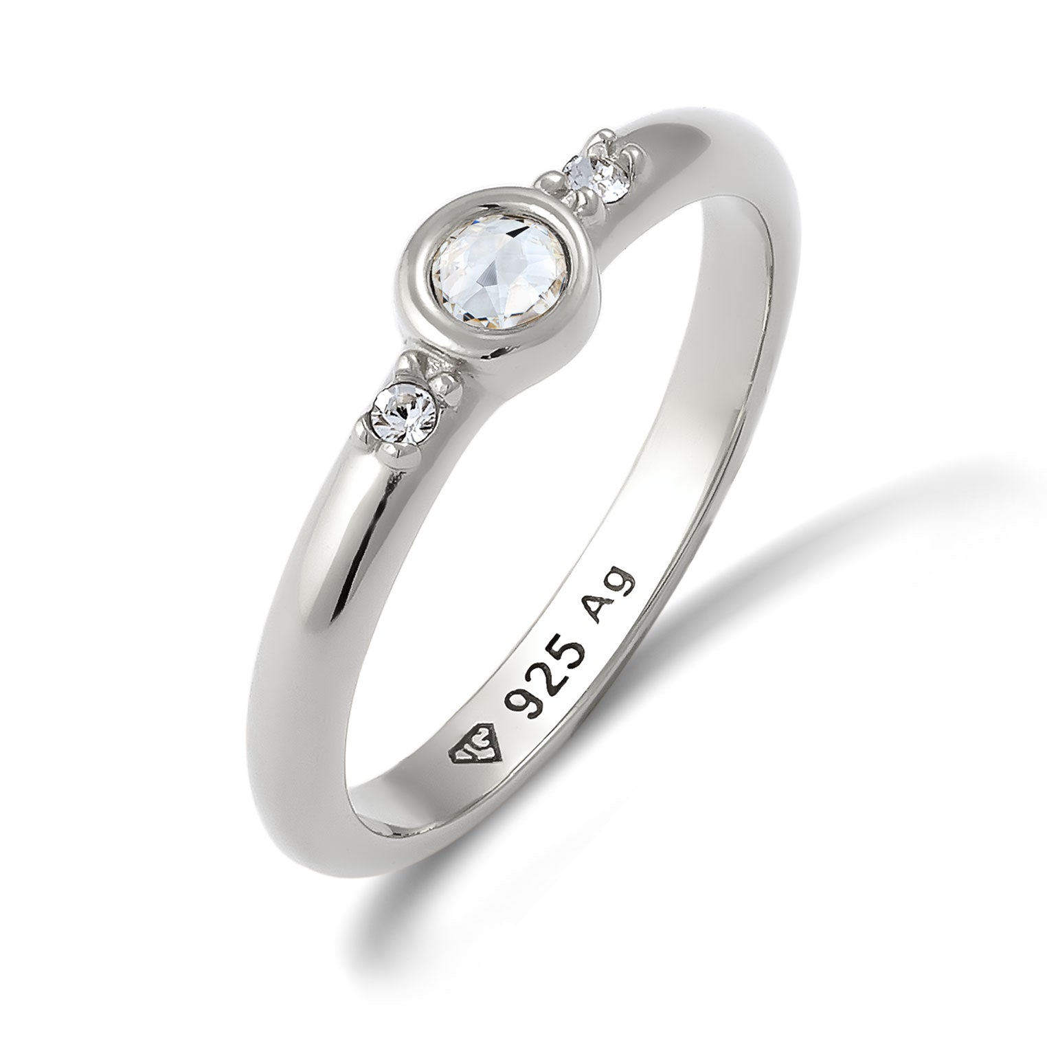Silber - Elli | Solitär-Ring | Mit Kristallen von Swarovski® (Weiß) | 925 Sterling Silber