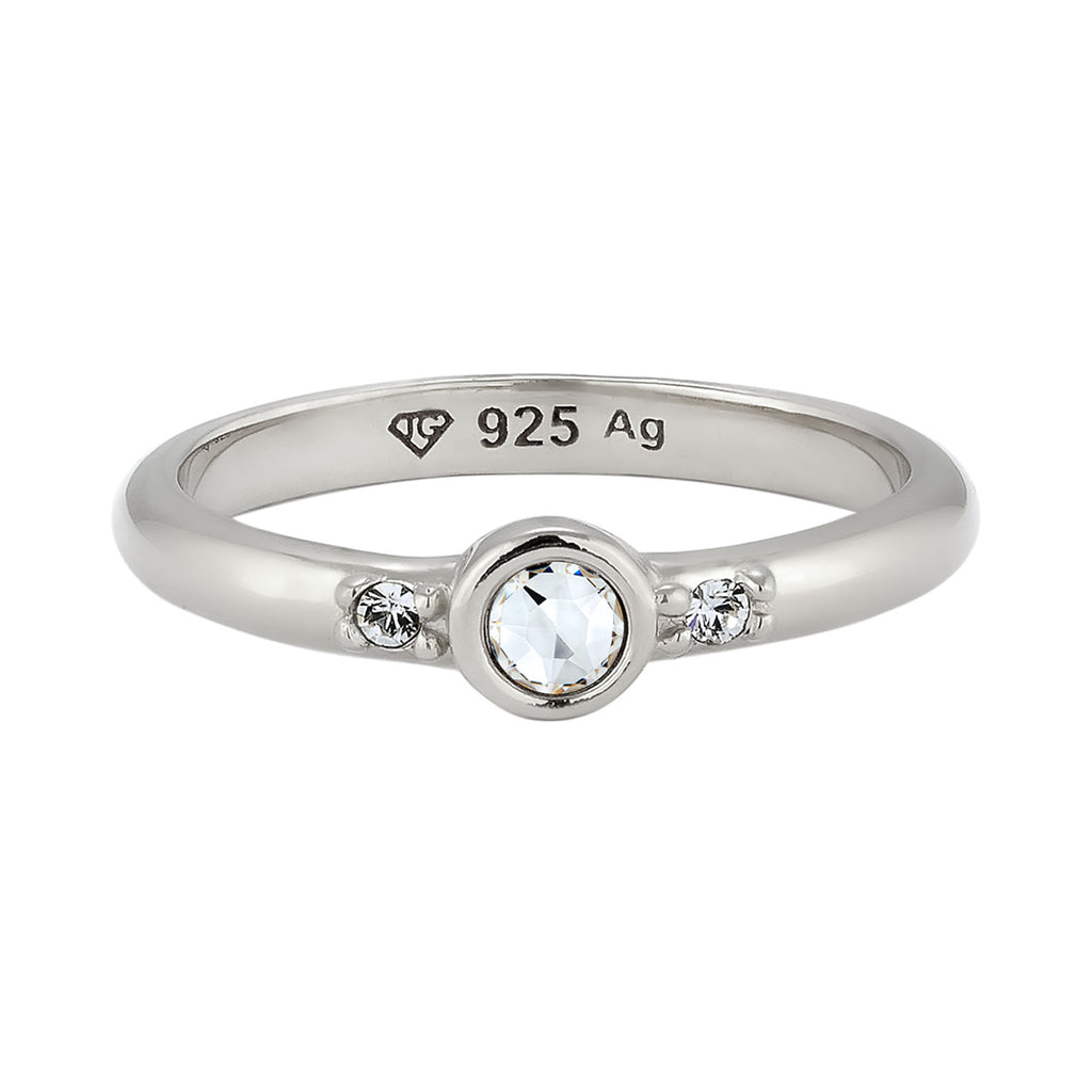 Silber - Elli | Solitär-Ring | Mit Kristallen von Swarovski® (Weiß) | 925 Sterling Silber