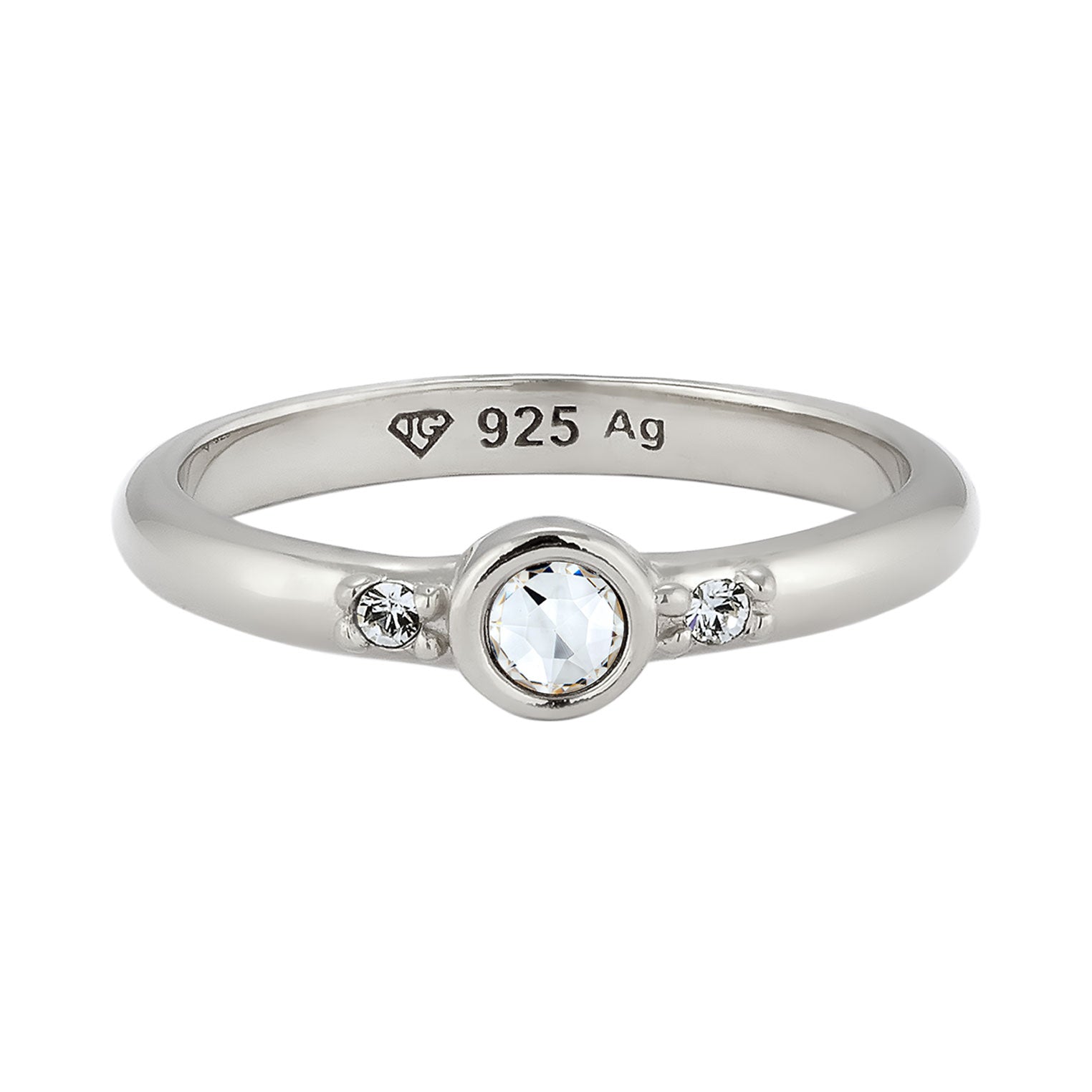Silber - Elli | Solitär-Ring | Mit Kristallen von Swarovski® (Weiß) | 925 Sterling Silber