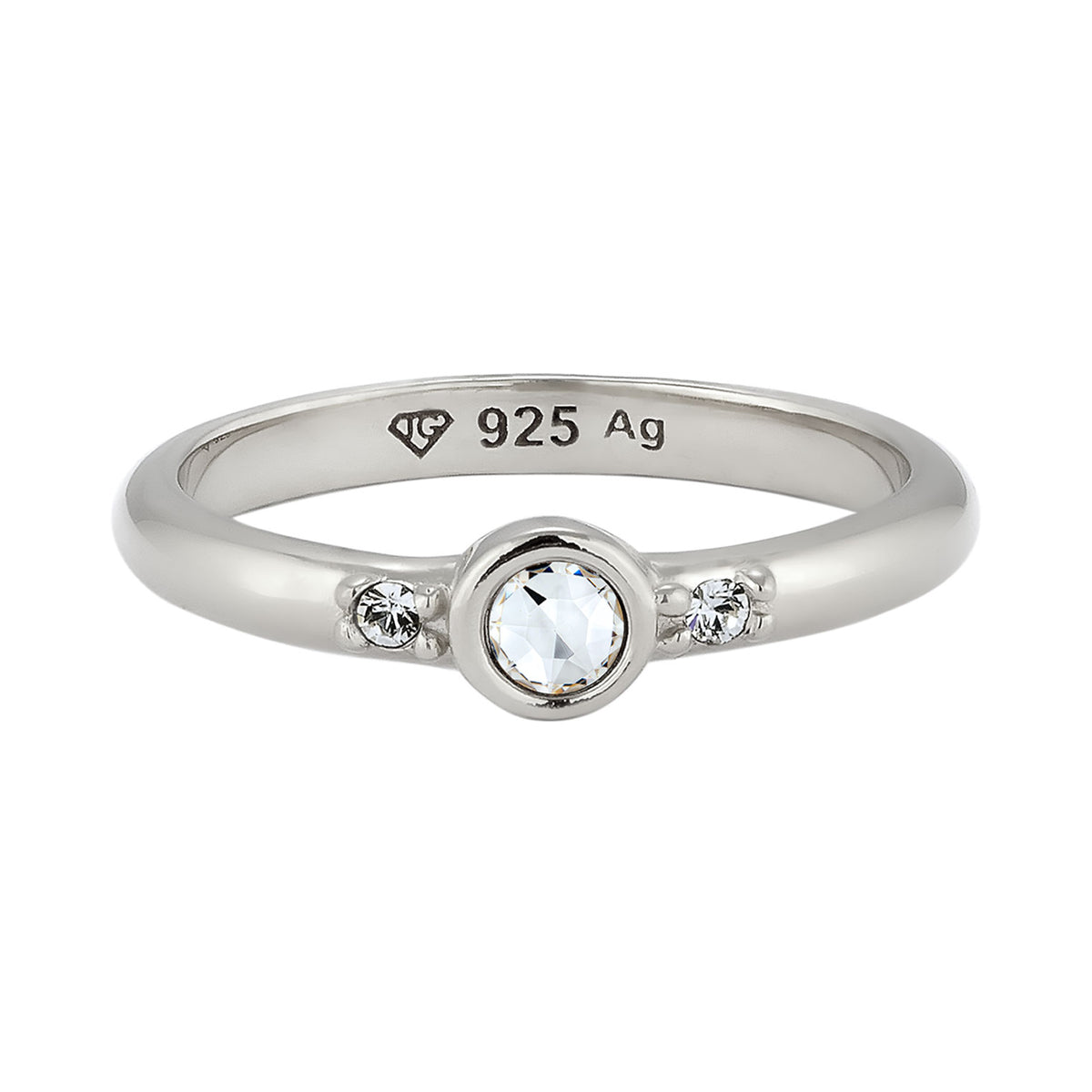 Silber - Elli | Solitär-Ring | Mit Kristallen von Swarovski® (Weiß) | 925 Sterling Silber