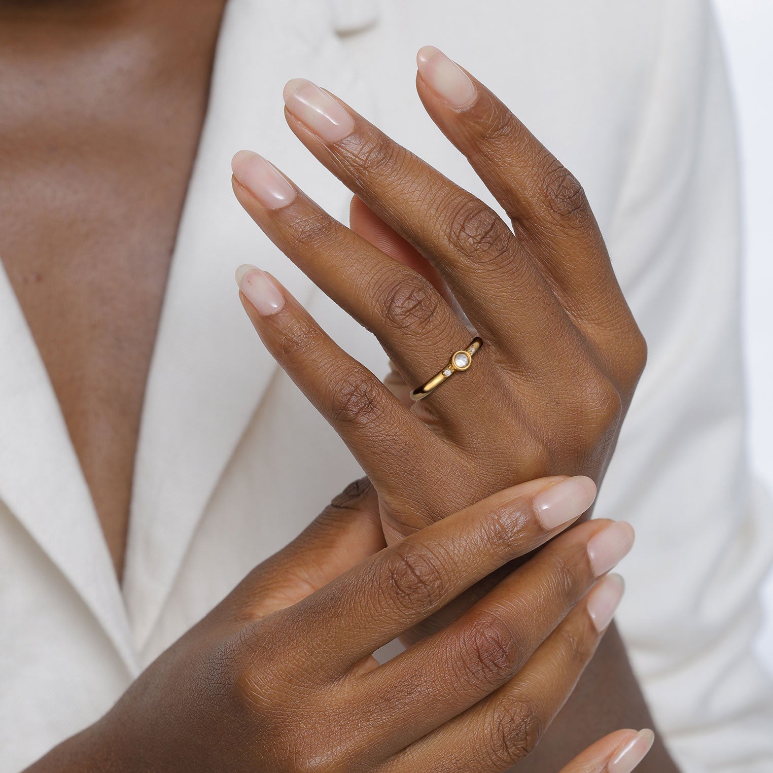 Gold - Elli | Solitär-Ring | Mit Kristallen von Swarovski® (Weiß) | 925 Sterling Silber vergoldet